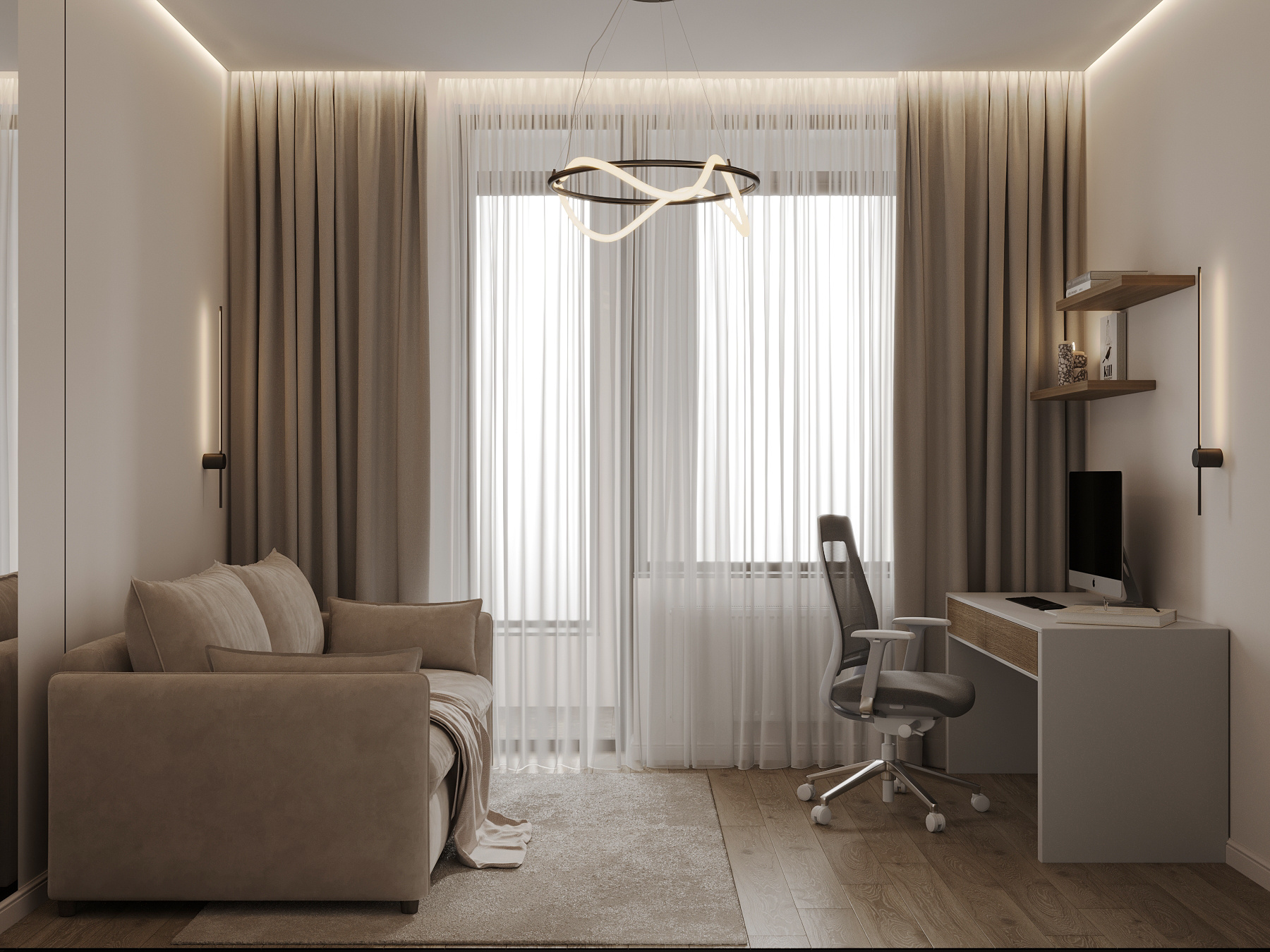 Дизайн интерьера квартиры в ЖК «ÁLIA (АЛИА)» в стиле джапанди