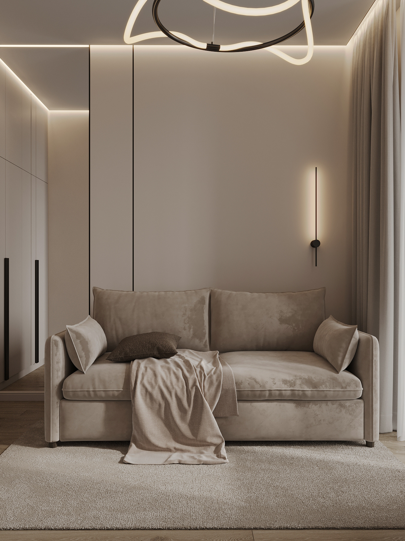 Дизайн интерьера квартиры в ЖК «ÁLIA (АЛИА)» в стиле джапанди