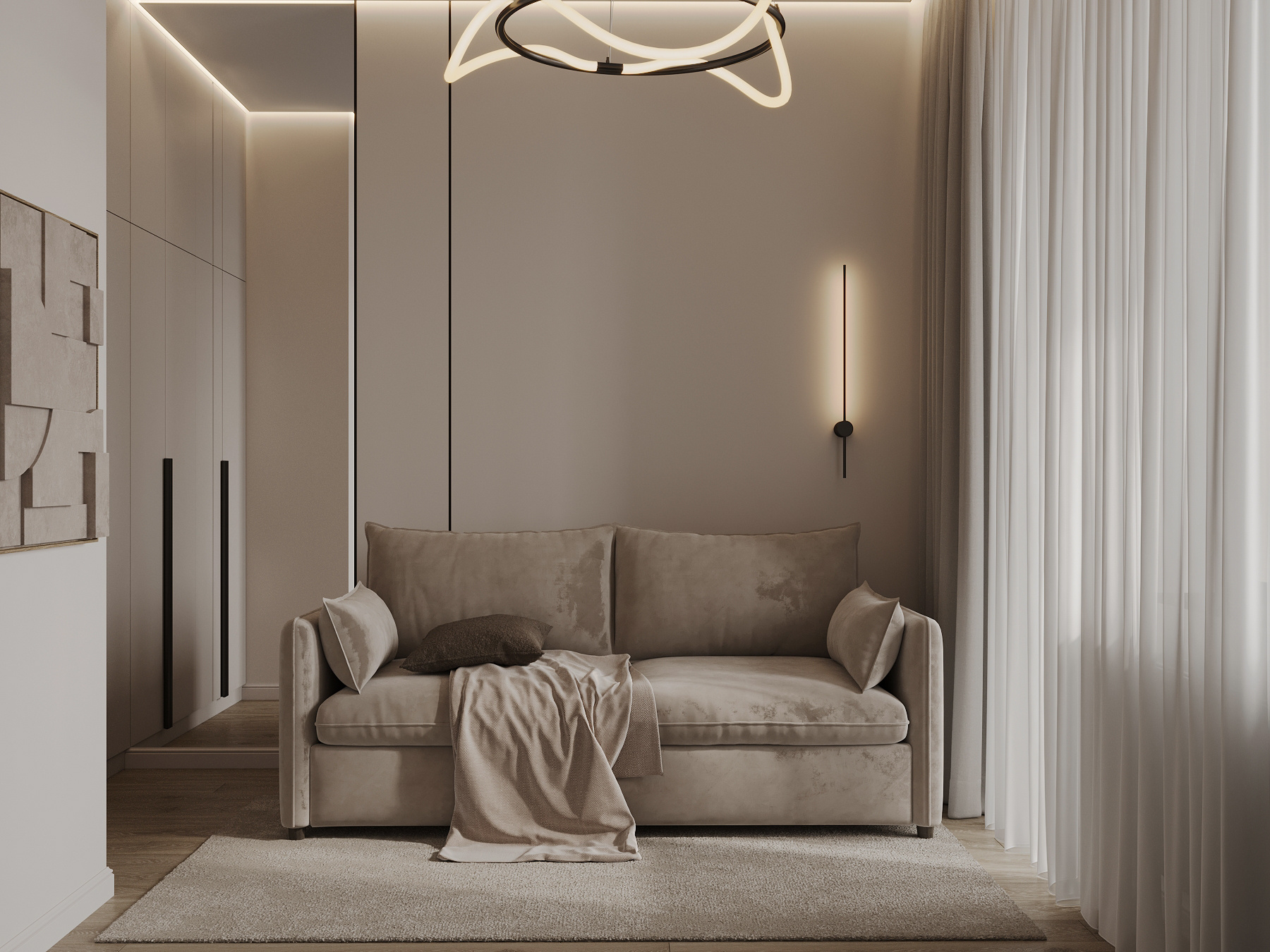 Дизайн интерьера квартиры в ЖК «ÁLIA (АЛИА)» в стиле джапанди