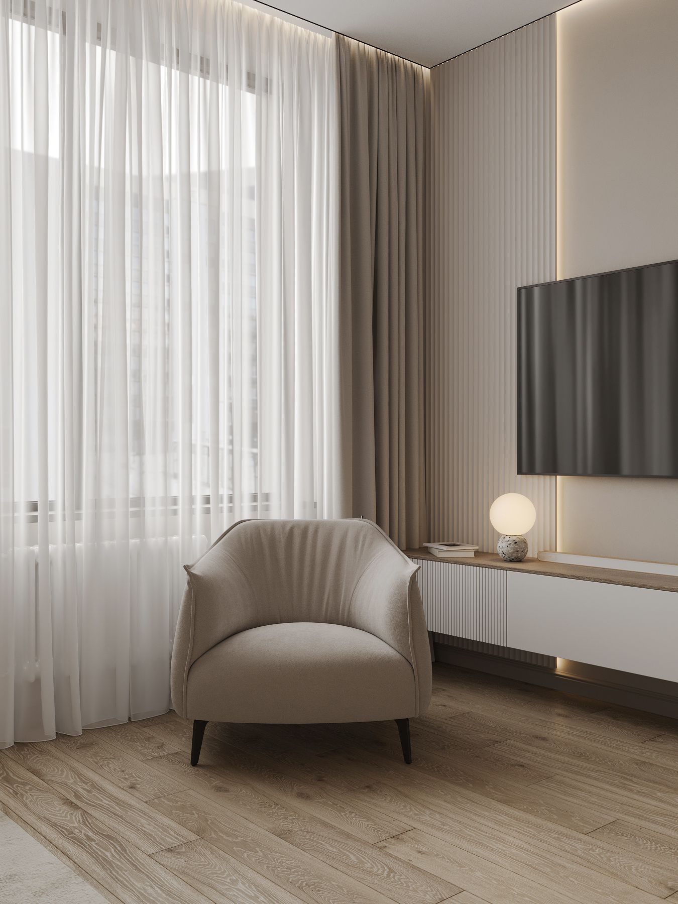 Дизайн интерьера квартиры в ЖК «ÁLIA (АЛИА)» в стиле джапанди