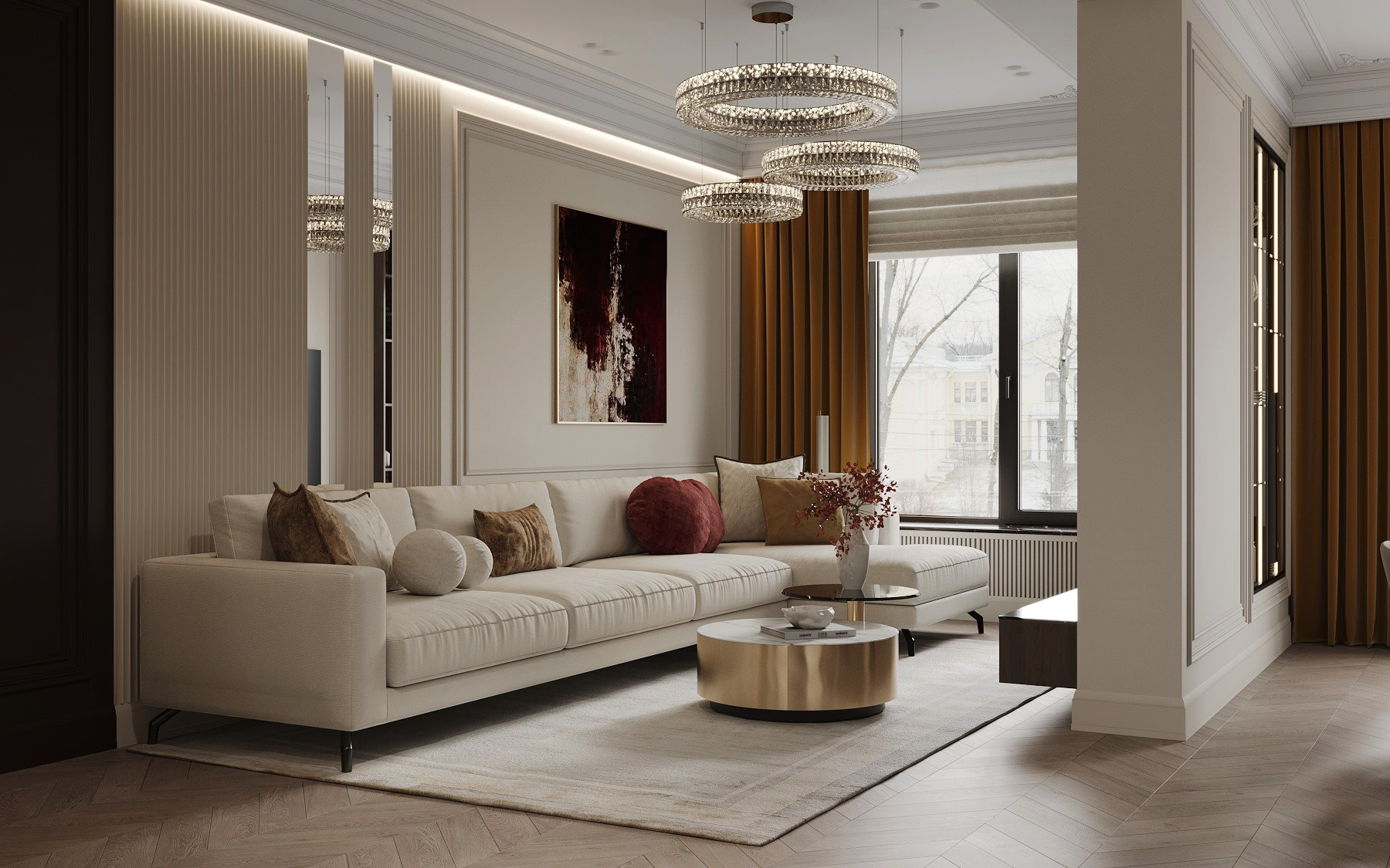 Дизайн-проект квартиры в ЖК «Victory Park Residences (Виктори Парк Резиденсез)» в стиле неоклассика