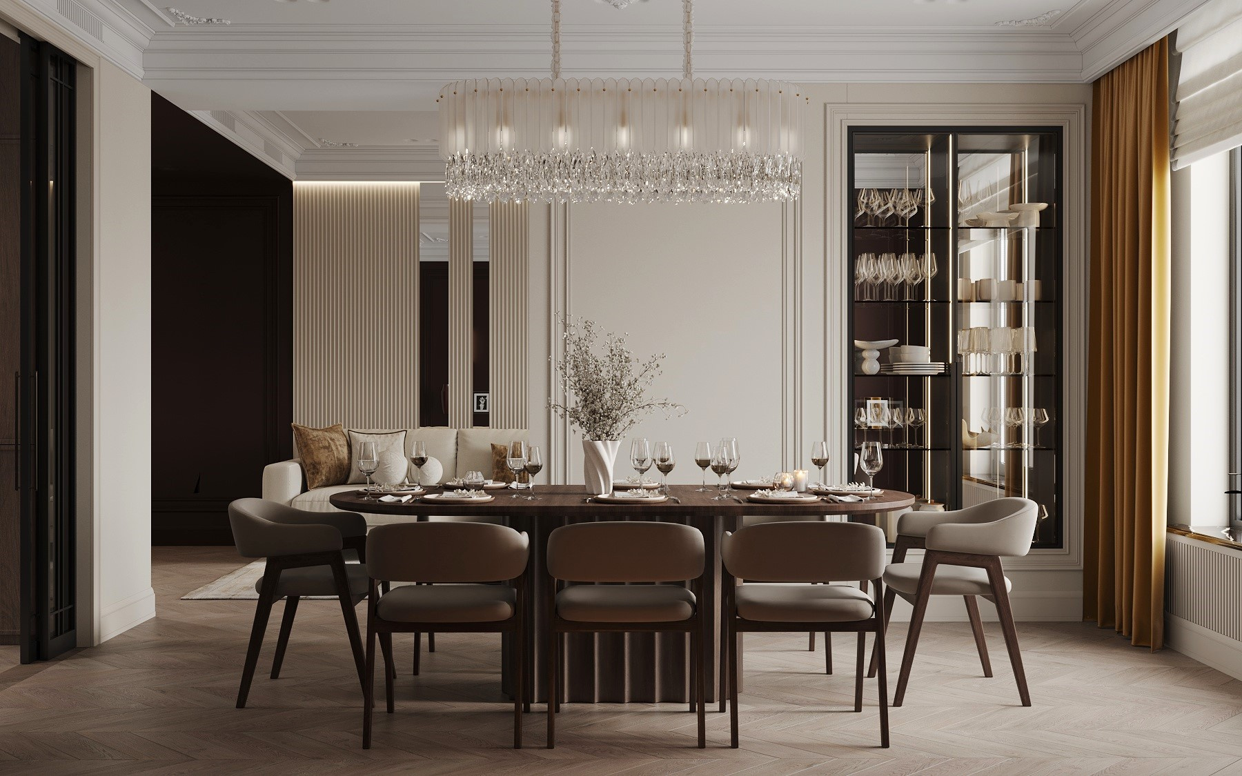 Дизайн-проект квартиры в ЖК «Victory Park Residences (Виктори Парк Резиденсез)» в стиле неоклассика