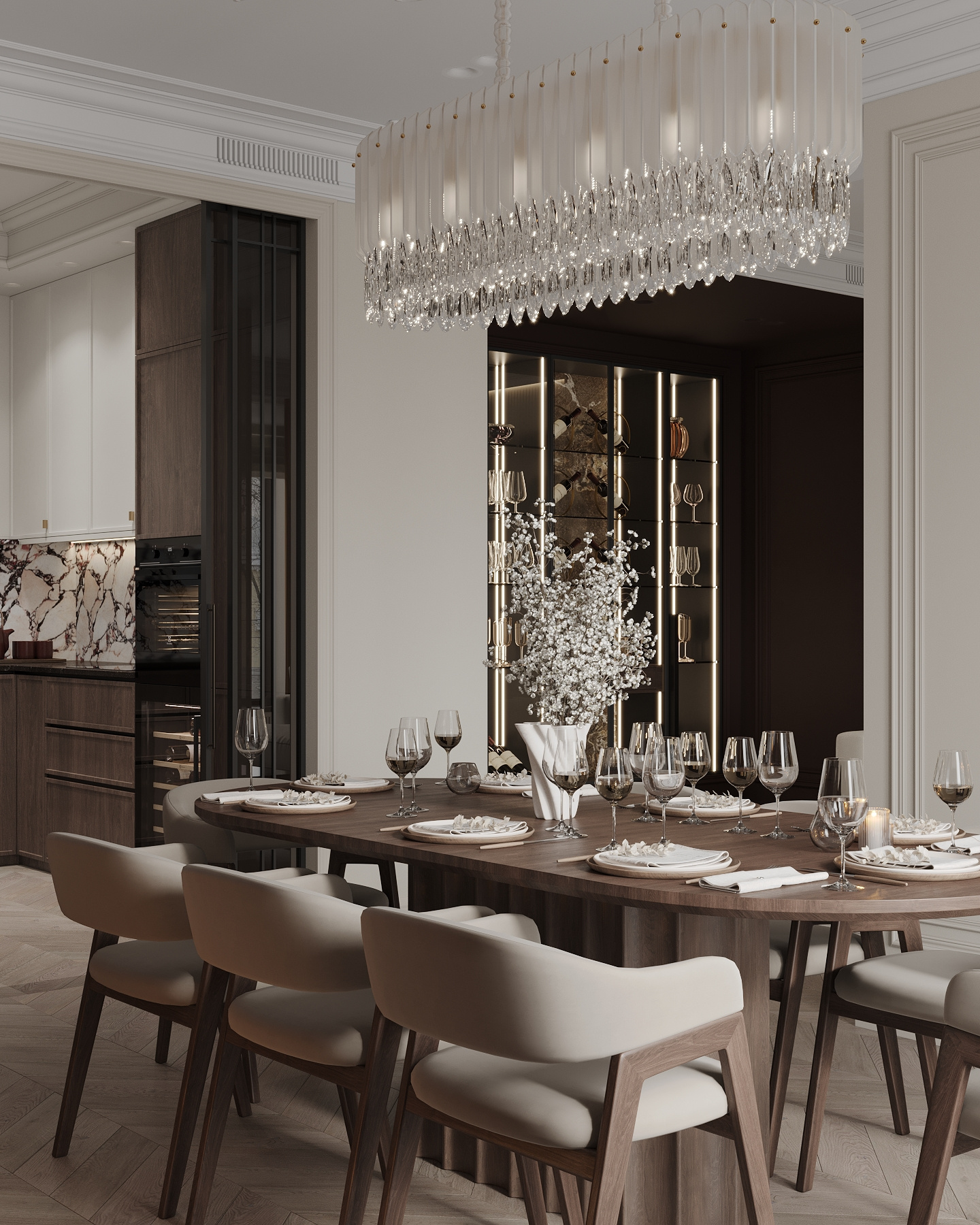 Дизайн-проект квартиры в ЖК «Victory Park Residences (Виктори Парк Резиденсез)» в стиле неоклассика