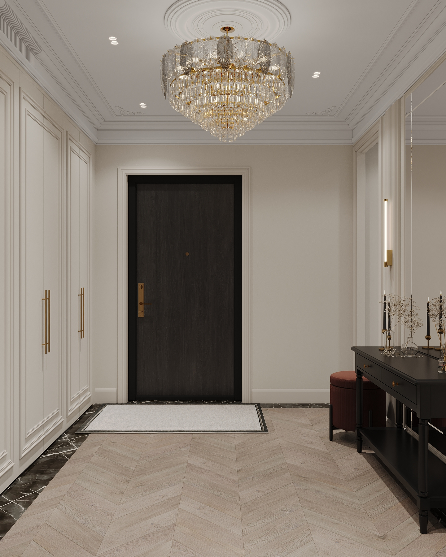 Дизайн-проект квартиры в ЖК «Victory Park Residences (Виктори Парк Резиденсез)» в стиле неоклассика