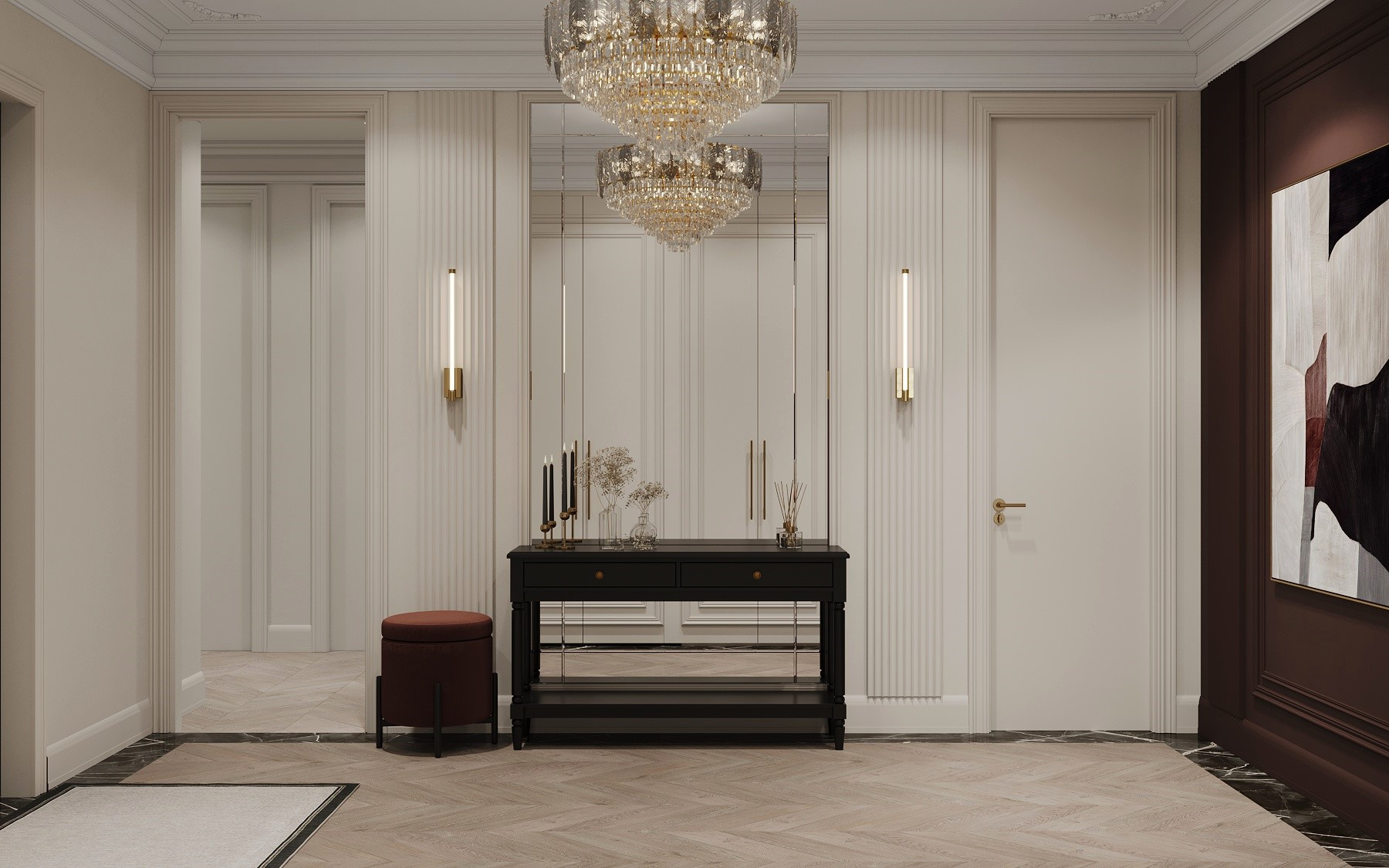 Дизайн-проект квартиры в ЖК «Victory Park Residences (Виктори Парк Резиденсез)» в стиле неоклассика