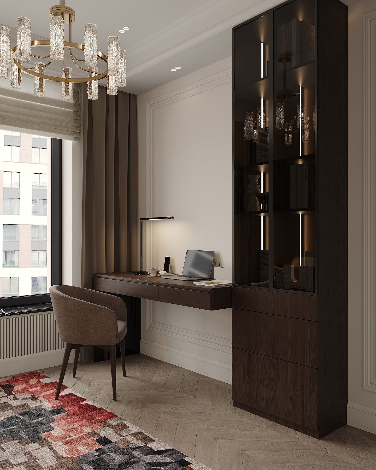 Дизайн-проект квартиры в ЖК «Victory Park Residences (Виктори Парк Резиденсез)» в стиле неоклассика