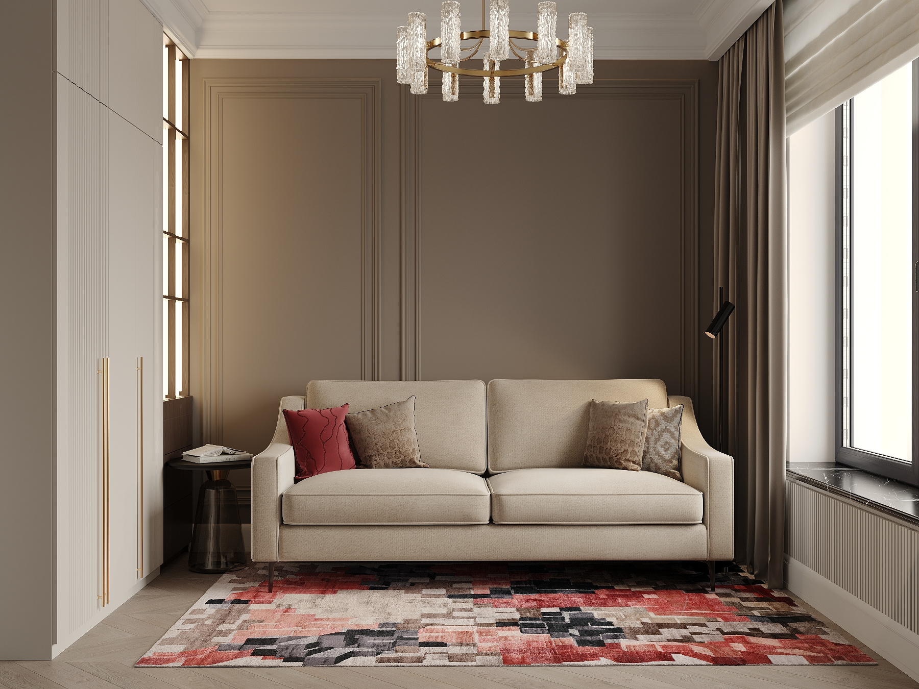 Дизайн-проект квартиры в ЖК «Victory Park Residences (Виктори Парк Резиденсез)» в стиле неоклассика