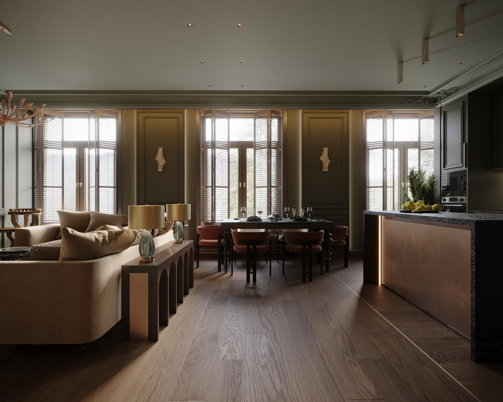 Дизайн-проект квартиры в ЖК «Noble (Нобл)» с элементами американской классики