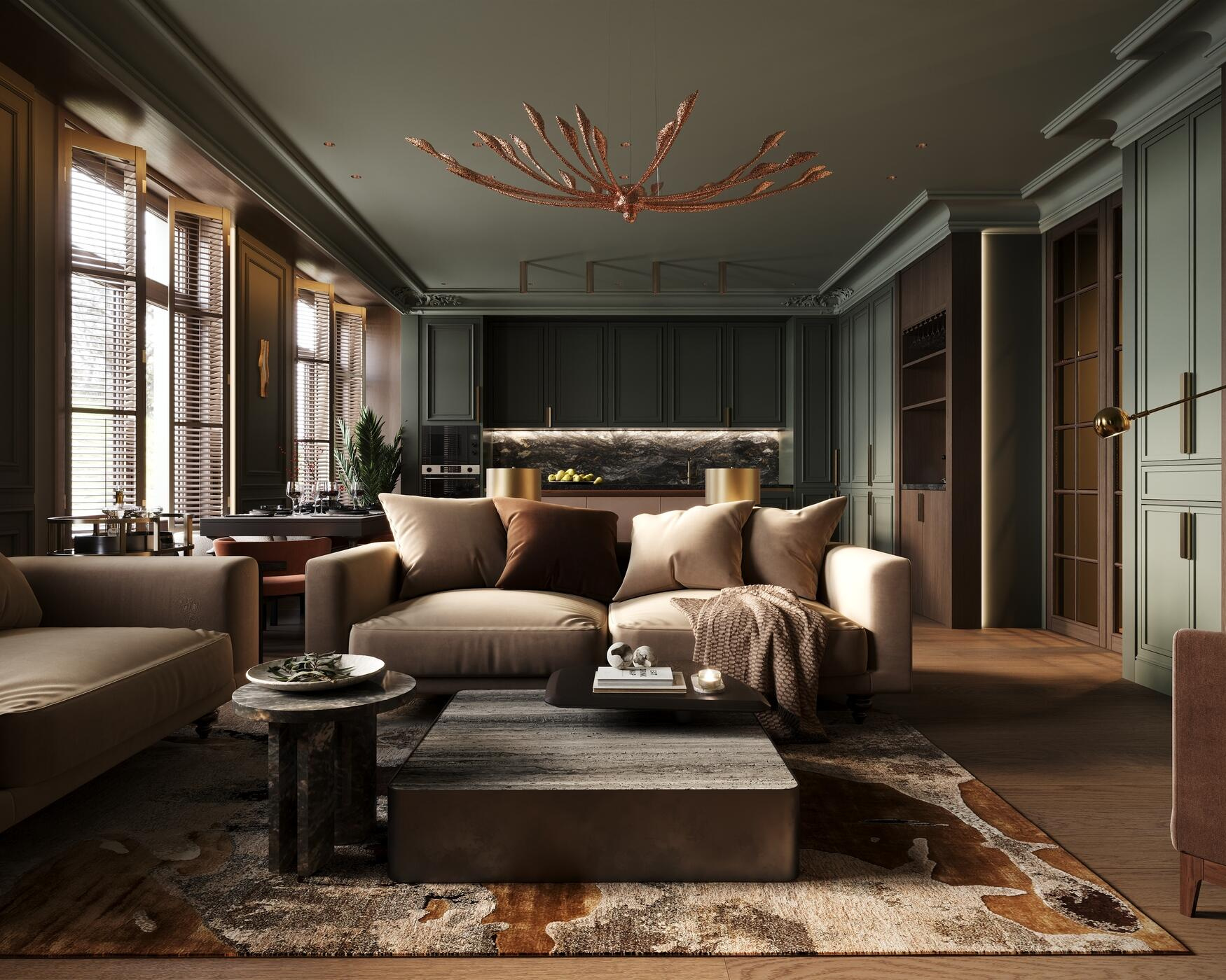 Дизайн-проект квартиры в ЖК «Noble (Нобл)» с элементами американской классики