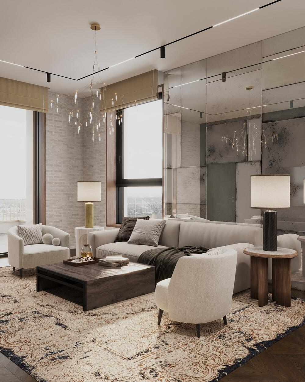 Дизайн интерьера квартиры в ЖК «Полянка/44» в стиле эклектика