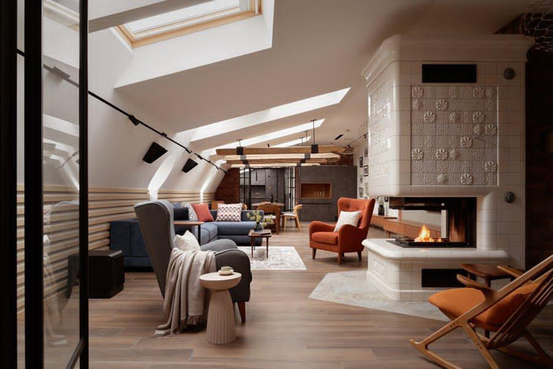 Мансарда с камином «Петербургский флёр»