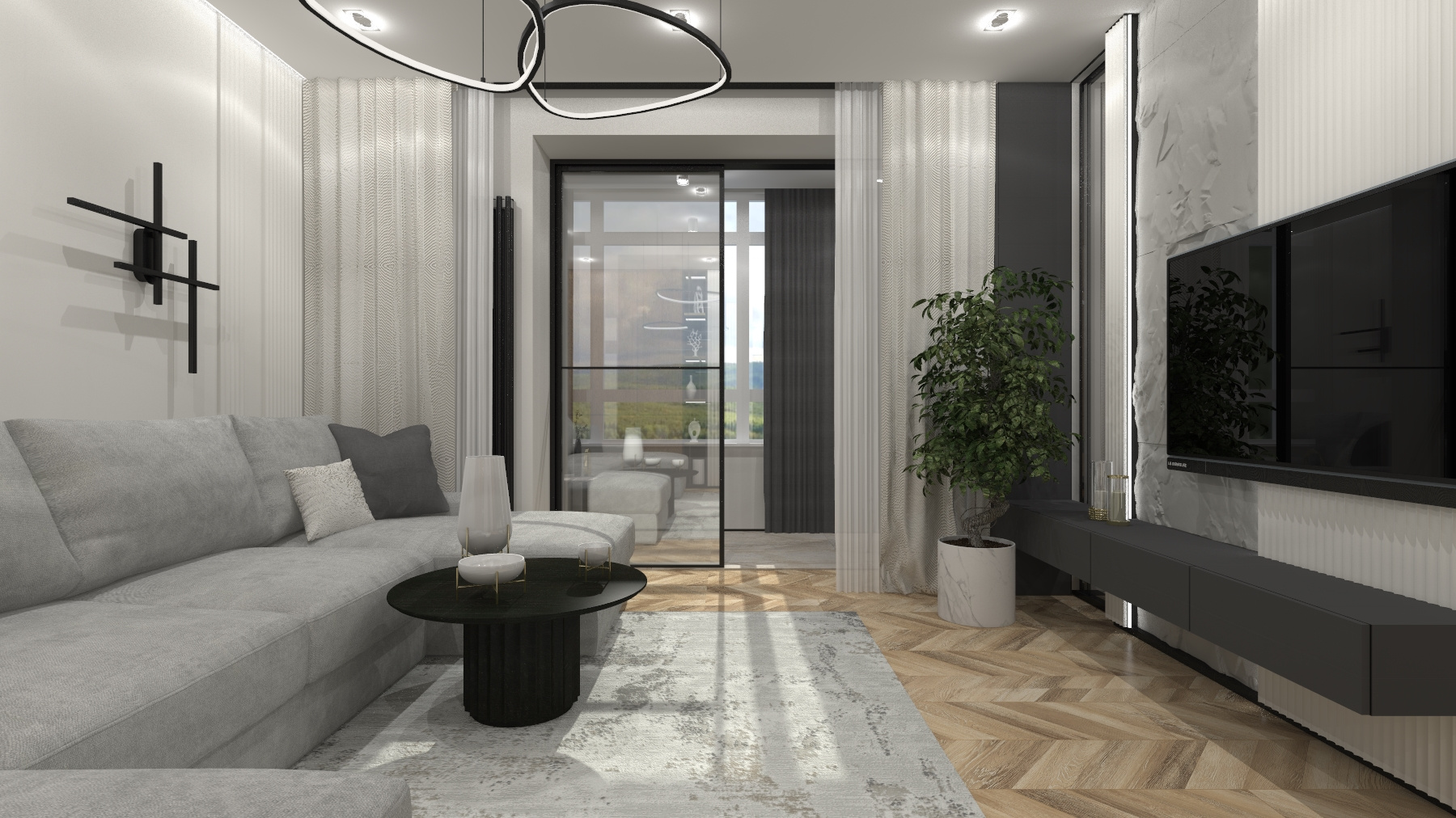 двухкомнатная квартира в "Боровая парк"