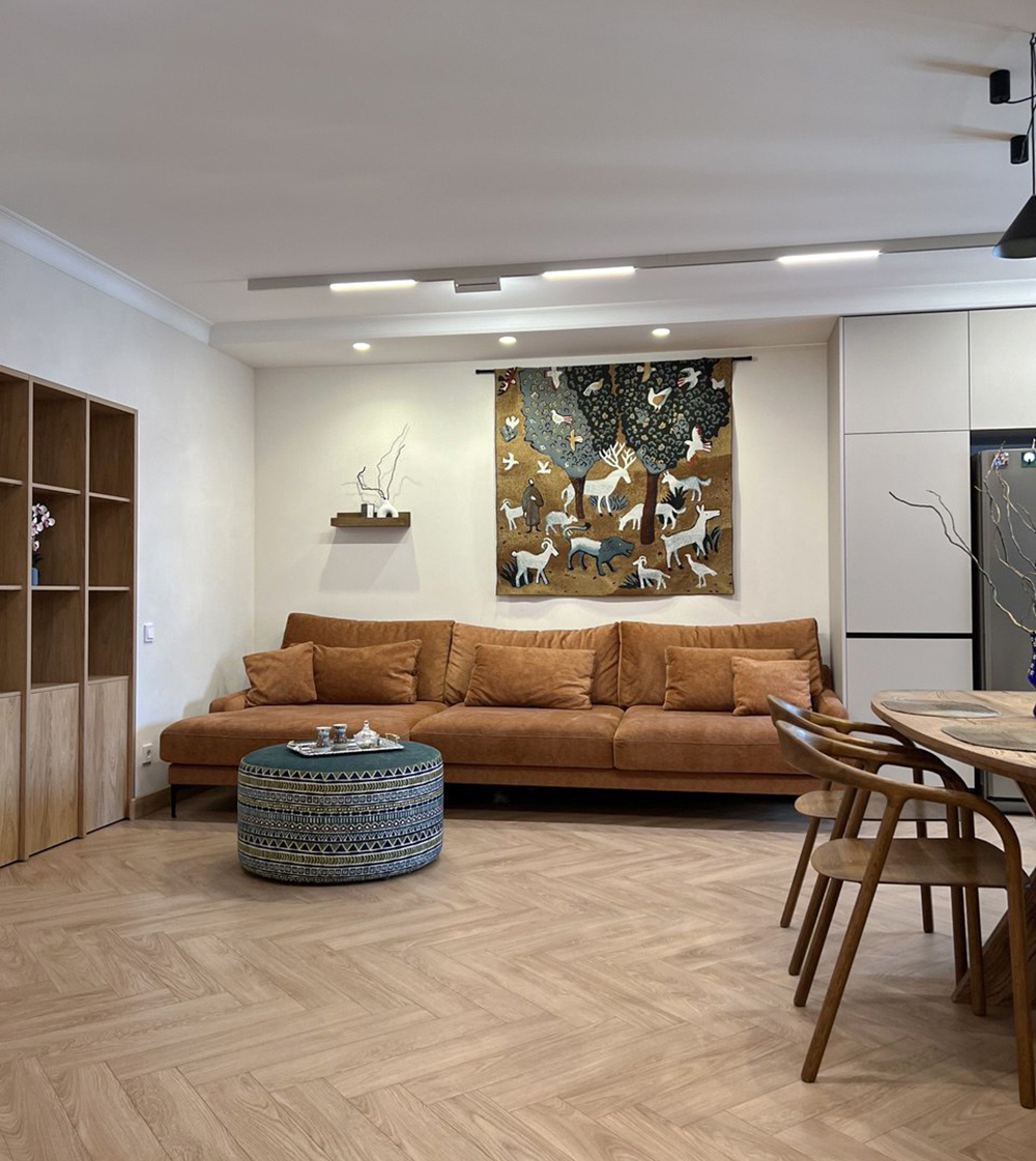 Обложка проекта: Современная квартира для семьи. Кухня-гостиная.