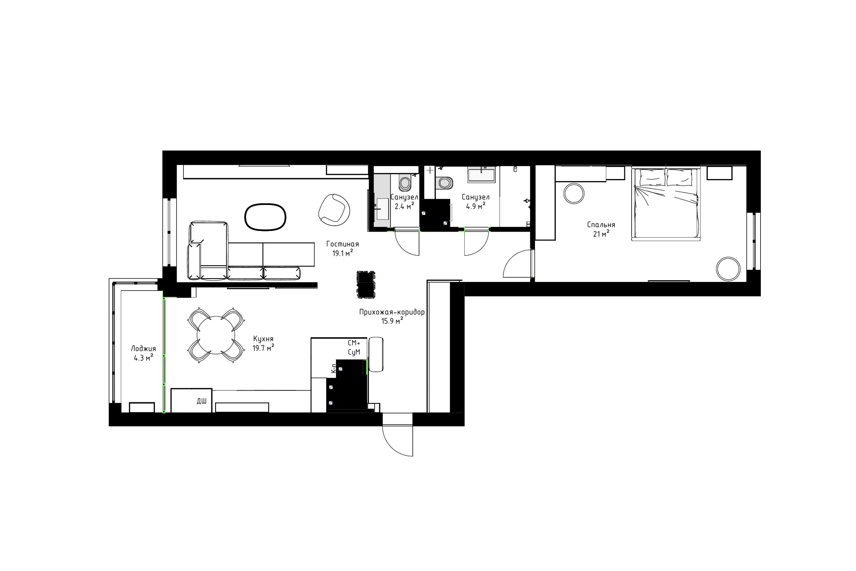 Обволакивающий минимализм | Квартира 87м²
