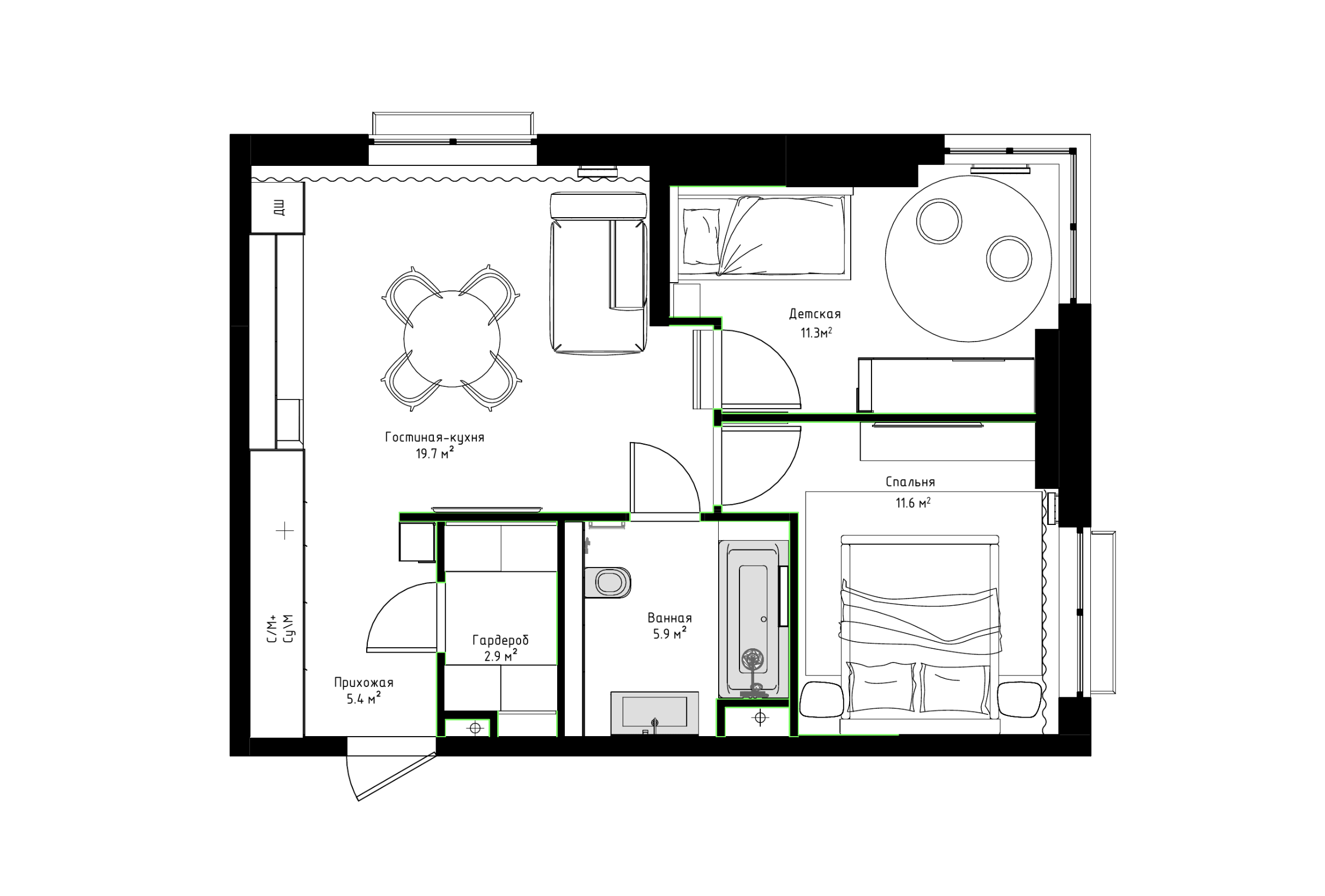 ХОЛЛАНД ПАРК | Квартира 56 м² под сдачу в аренду
