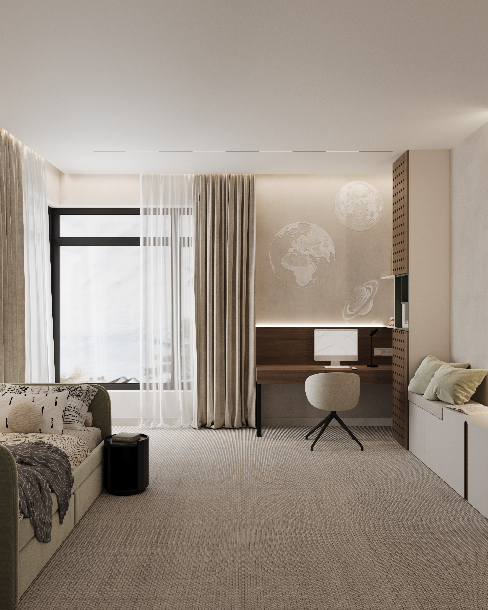 Светлая детская комната для мальчика в частном доме