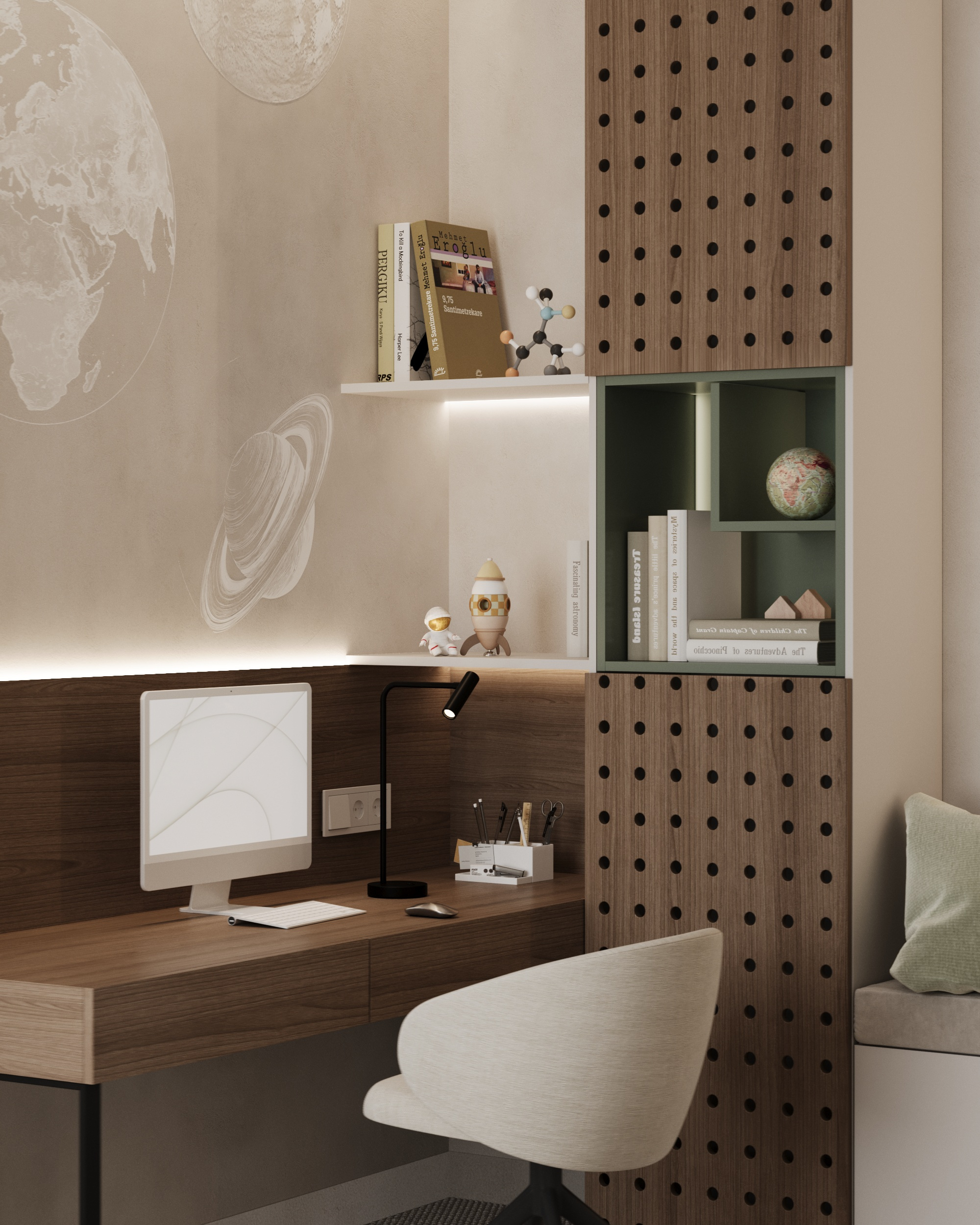 Светлая детская комната для мальчика в частном доме