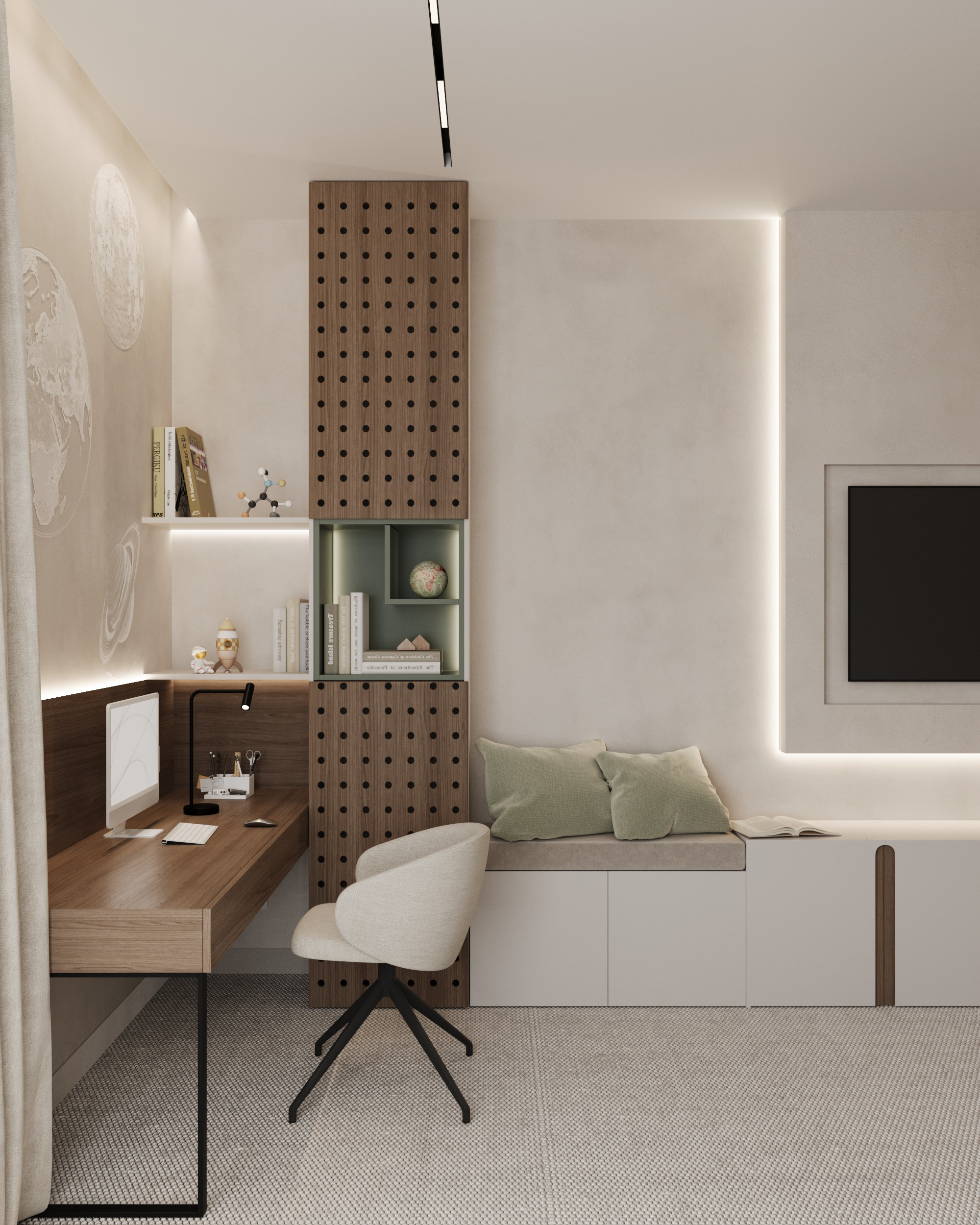 Светлая детская комната для мальчика в частном доме