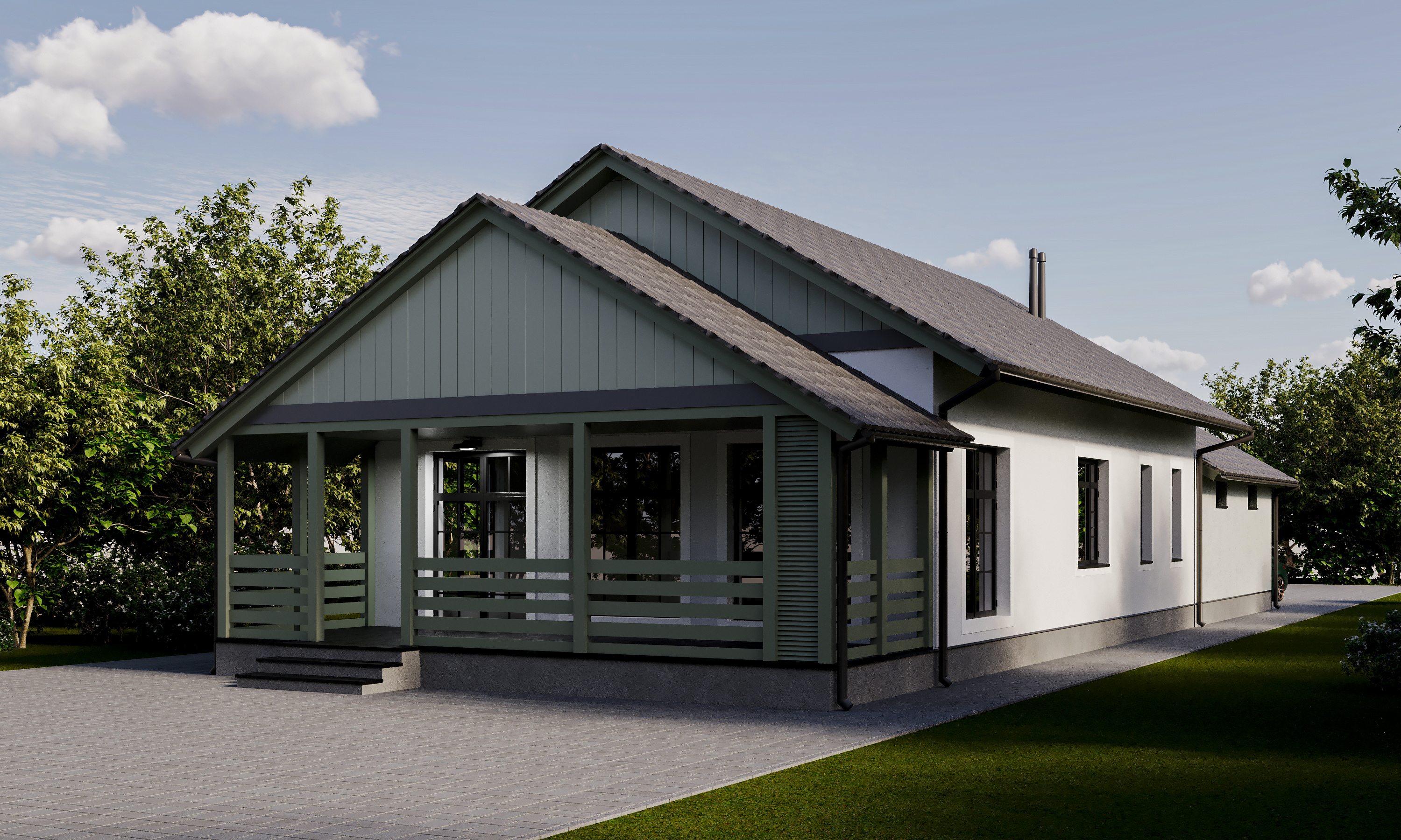 Проект фасада загородного дома в .Новосибирске