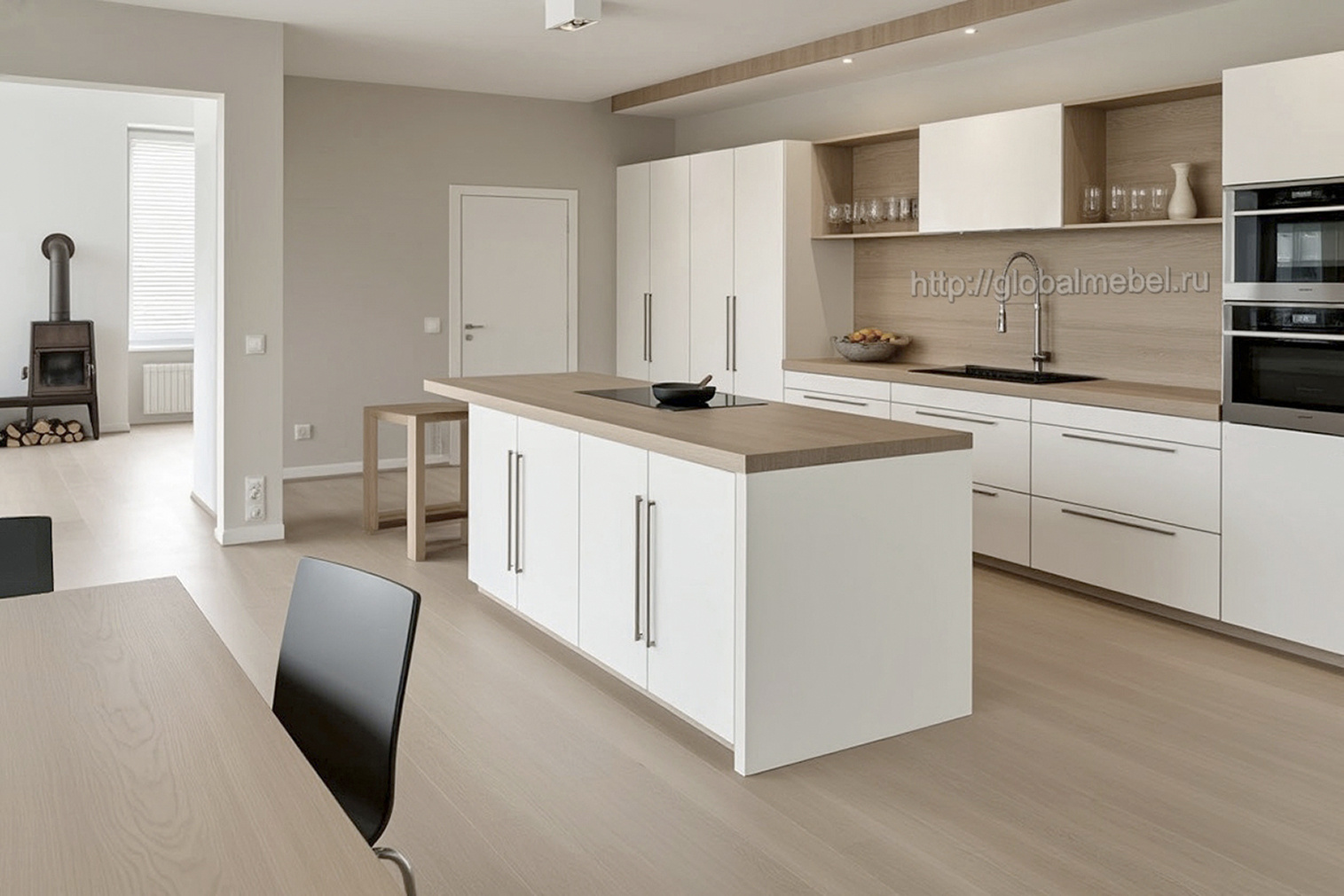 Обложка проекта: Кухня Egger 1 в цвете Белый премиум из ЛДСП