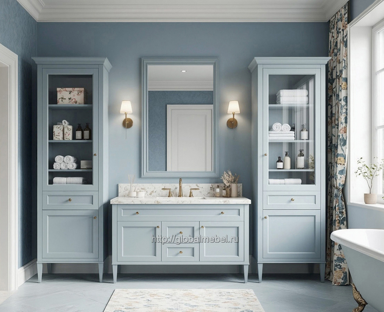 Обложка проекта: Мебель для ванной Квадро эмаль голубая