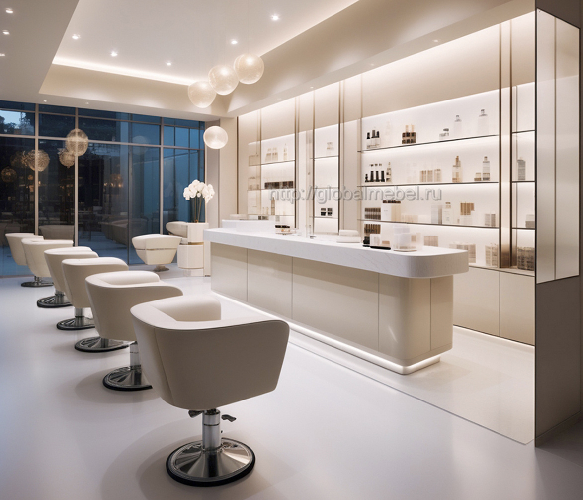 Обложка проекта: Ресепшен с витринами Эмаль бежевая для салона красоты