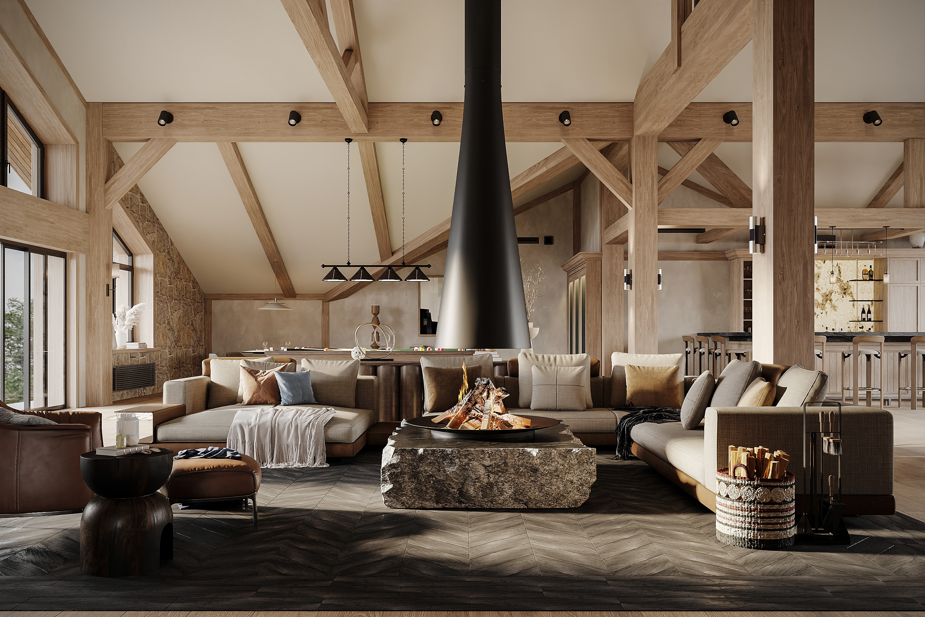 Обложка проекта: Дизайн интерьера гаража - 2 этаж  —  390 м²