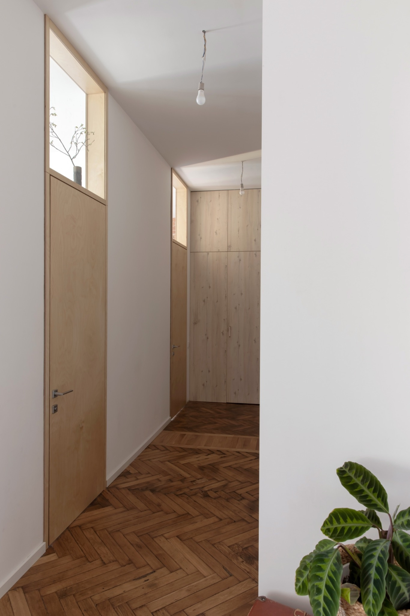 Двери из фанеры с фрамугой