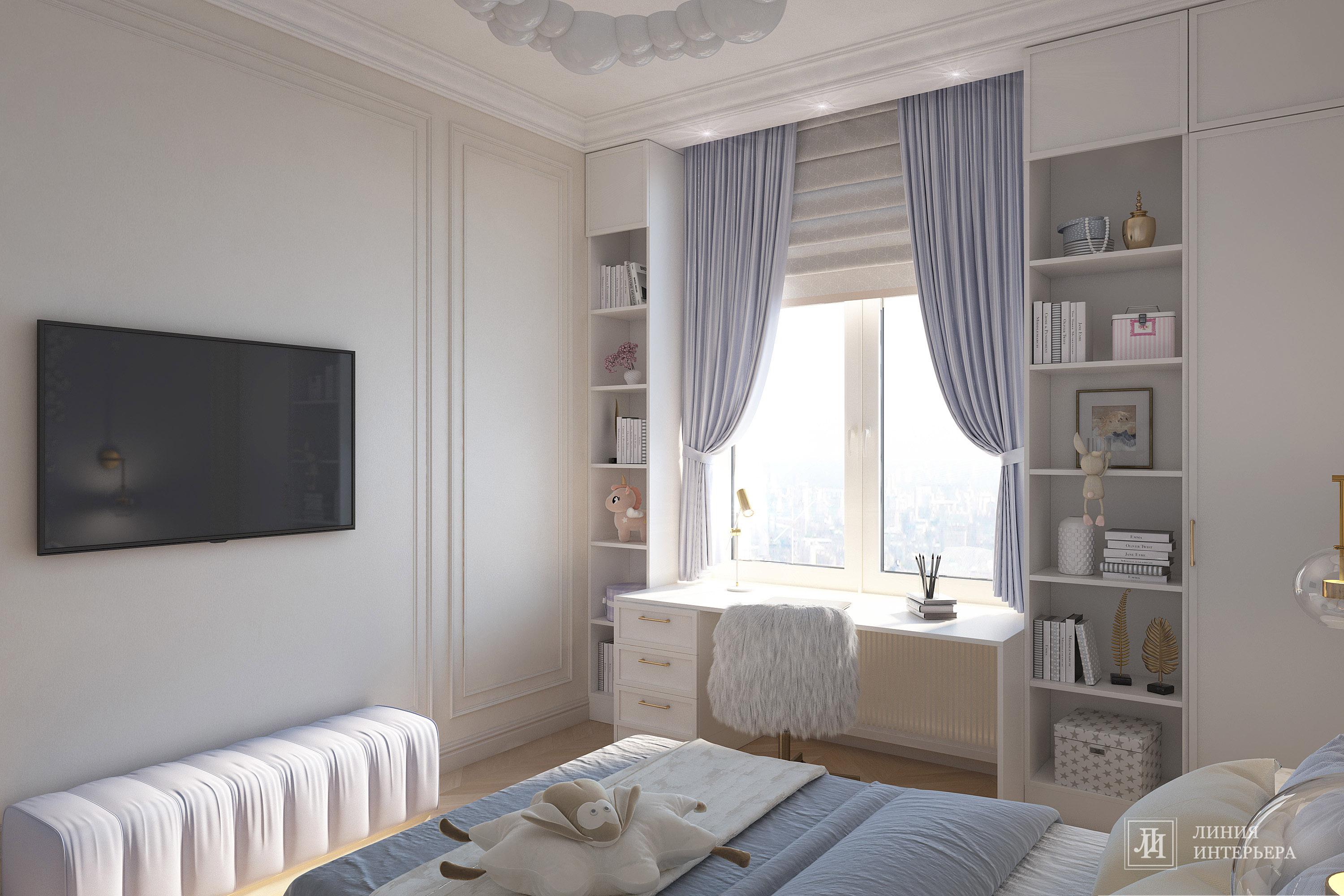 Дизайн квартиры в светлых тонах, современная классика