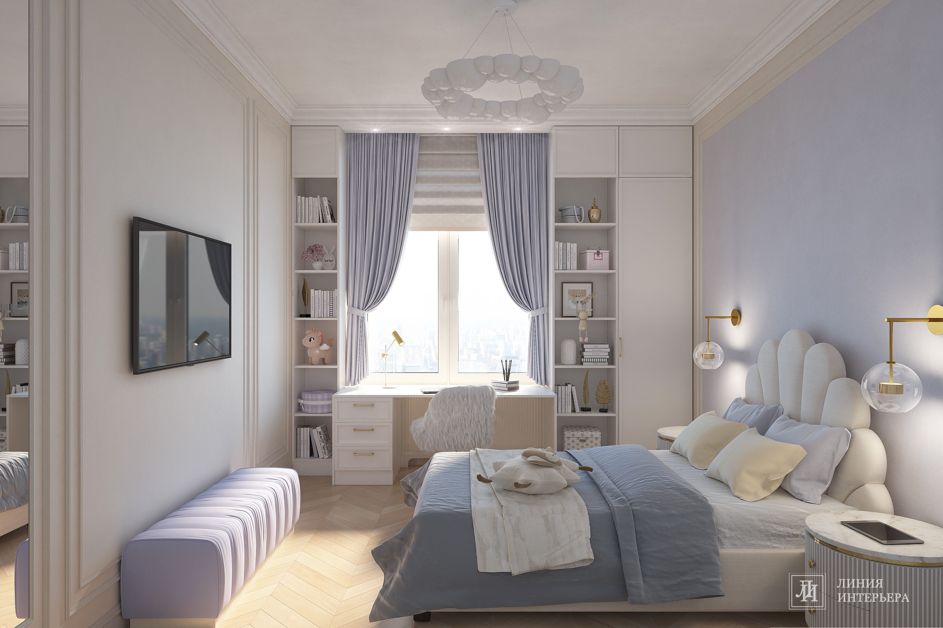 Дизайн квартиры в светлых тонах, современная классика
