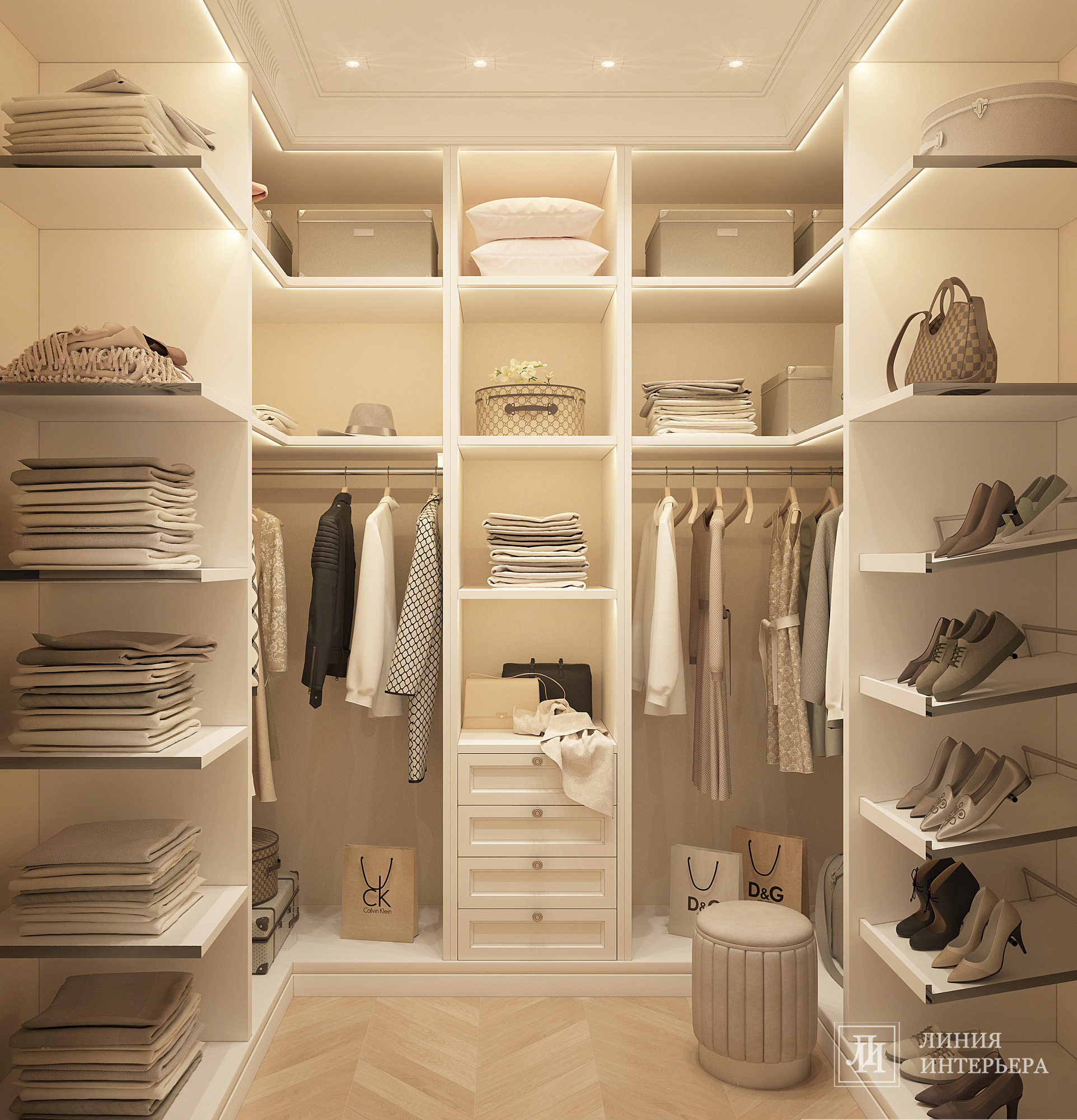 Дизайн квартиры в светлых тонах, современная классика