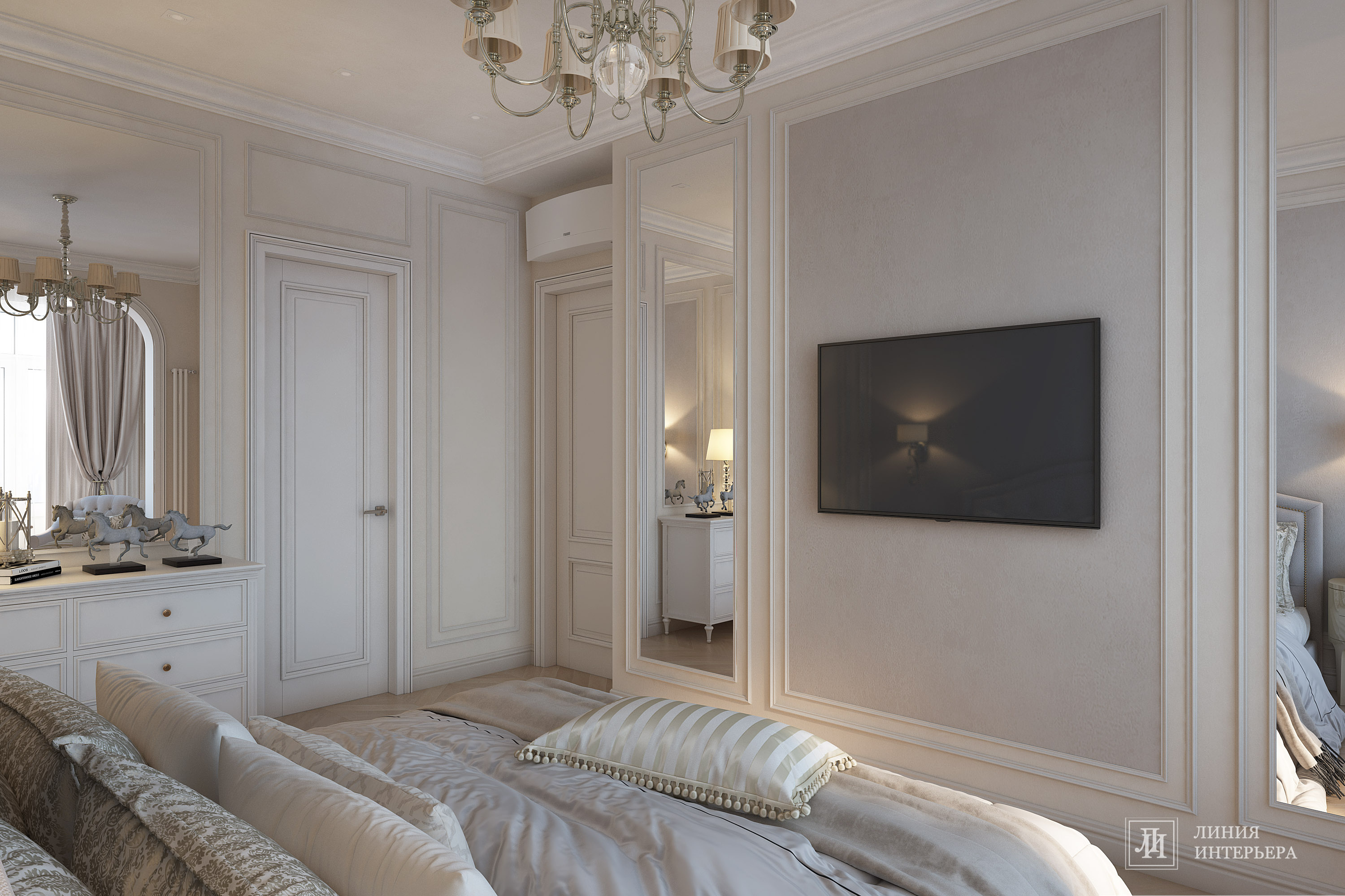 Дизайн квартиры в светлых тонах, современная классика