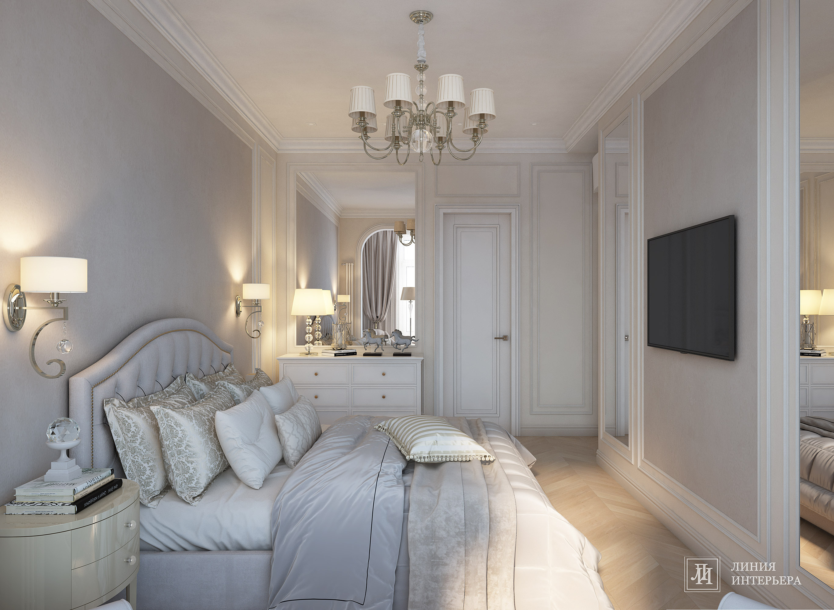 Дизайн квартиры в светлых тонах, современная классика