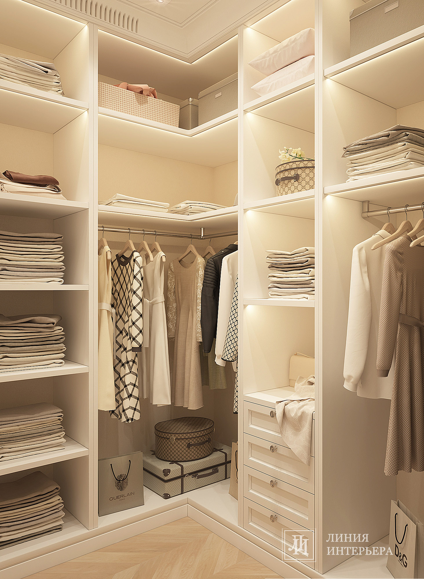 Дизайн квартиры в светлых тонах, современная классика