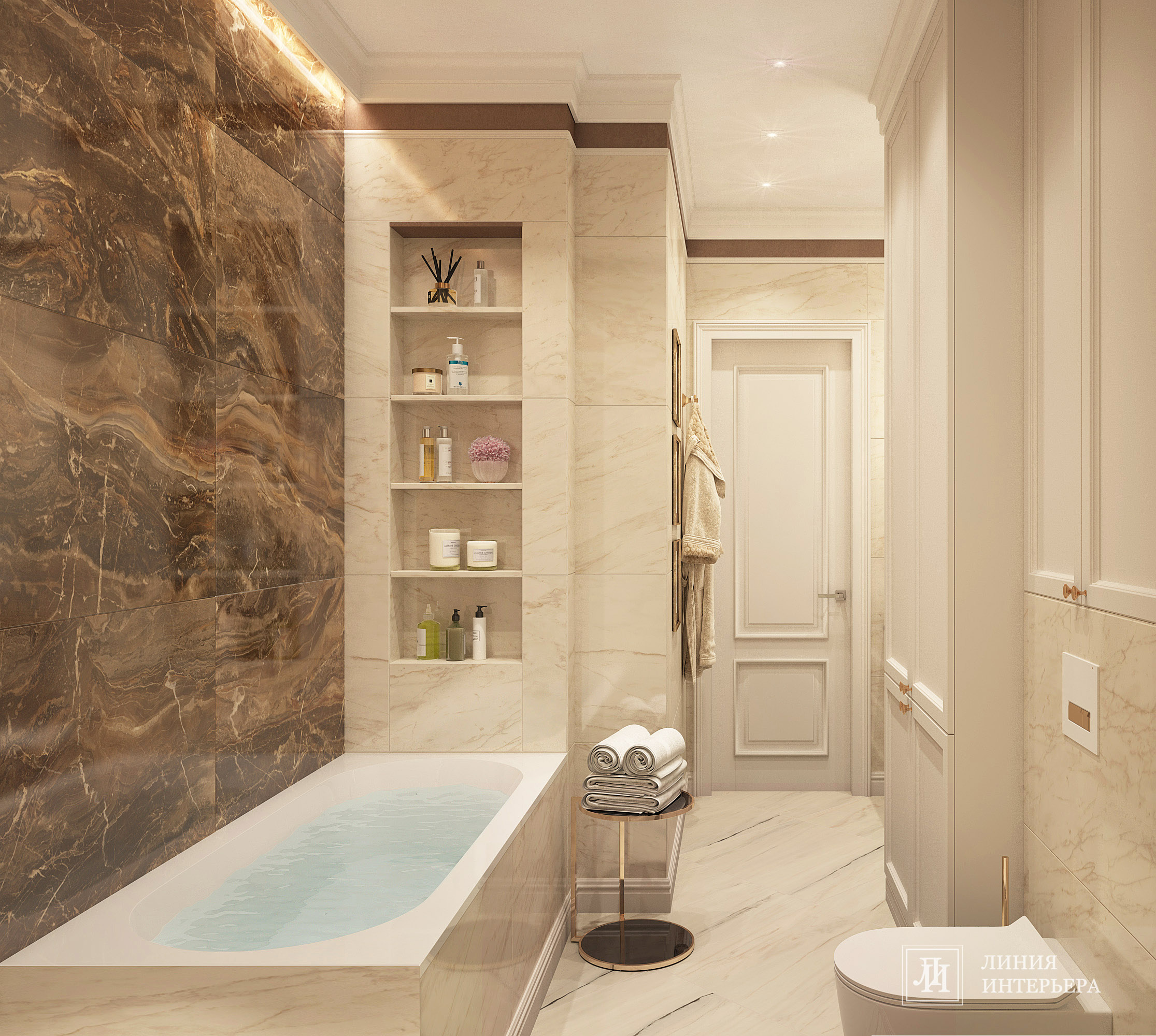 Дизайн квартиры в светлых тонах, современная классика