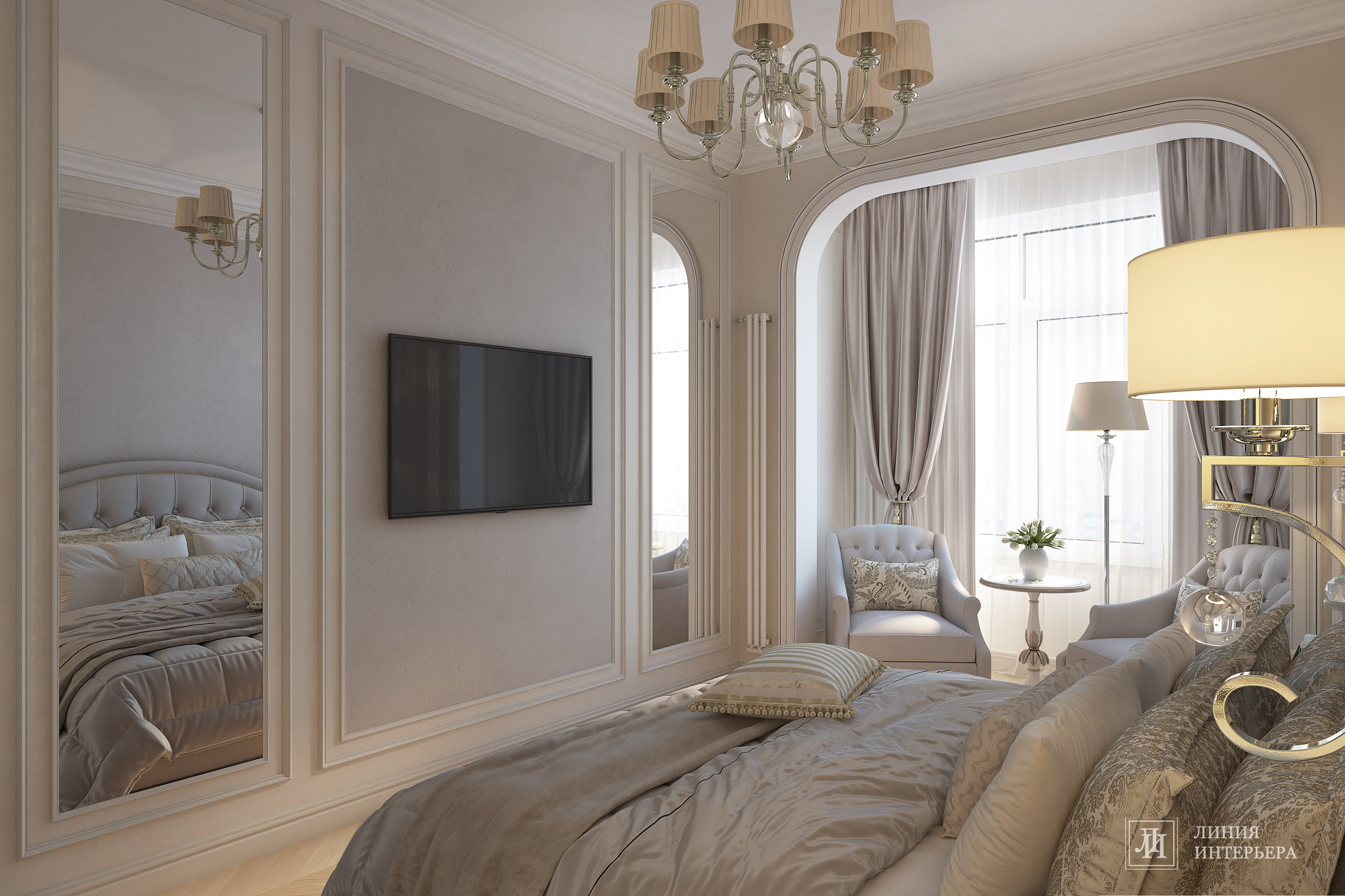 Дизайн квартиры в светлых тонах, современная классика