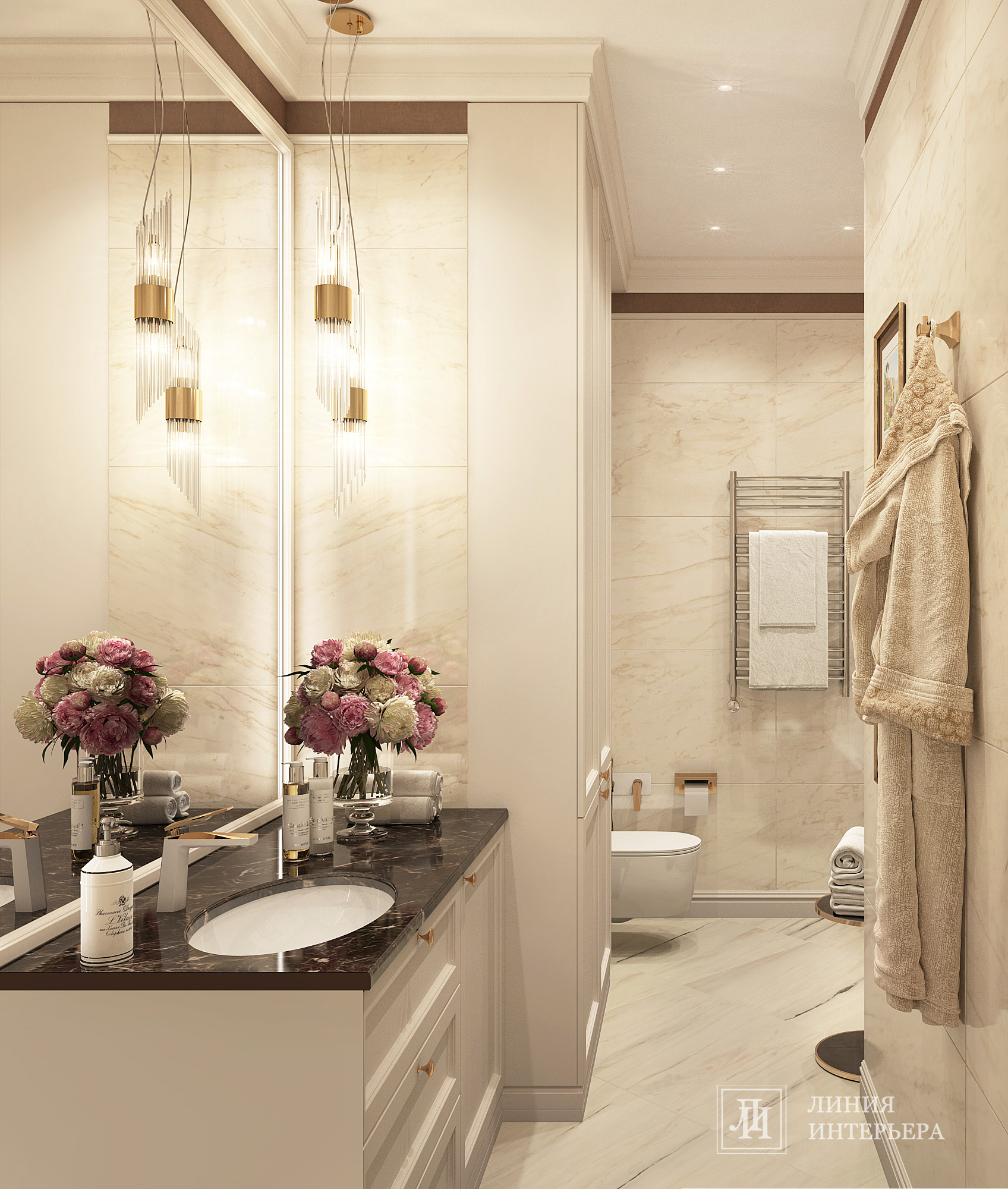 Дизайн квартиры в светлых тонах, современная классика