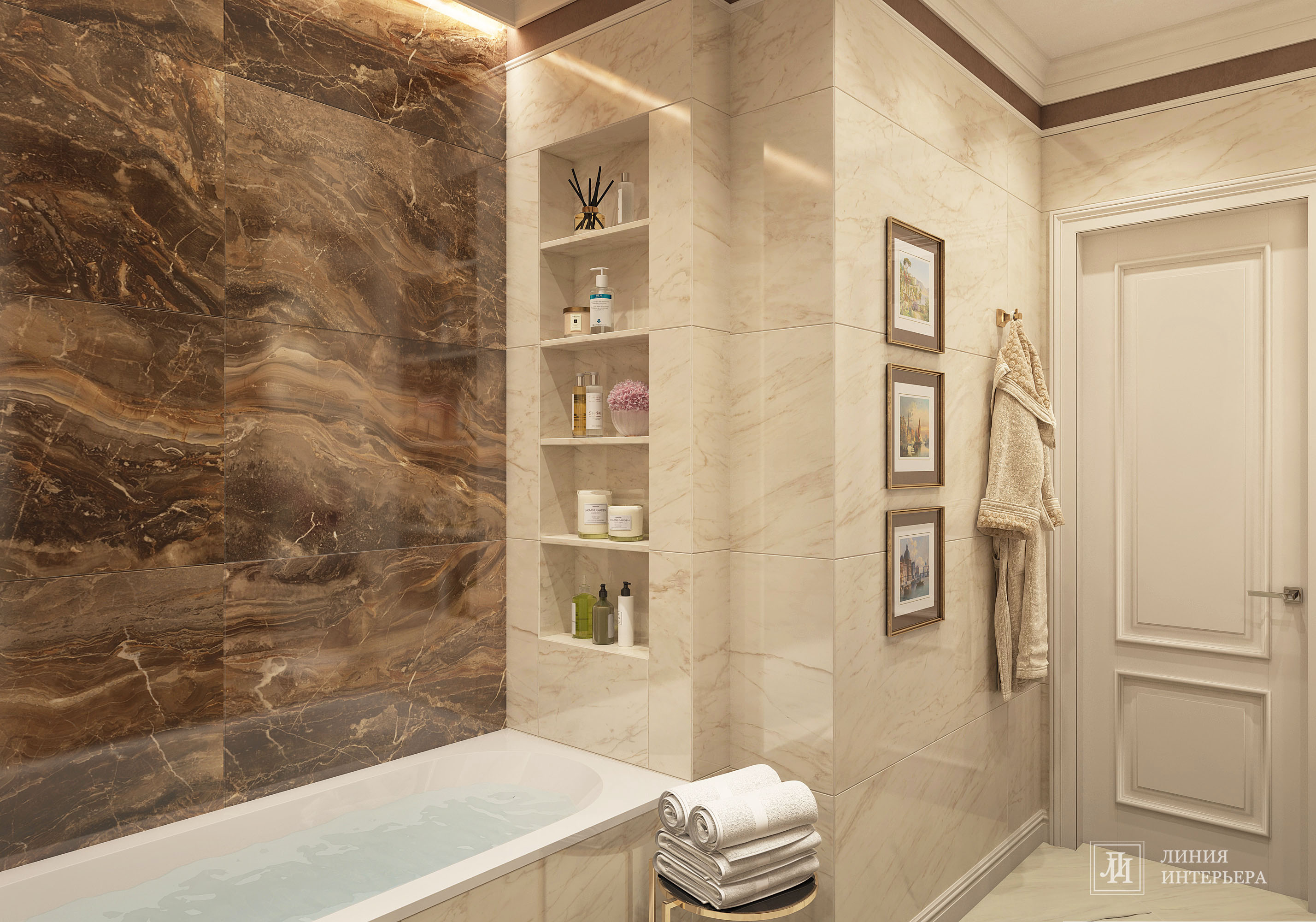 Дизайн квартиры в светлых тонах, современная классика