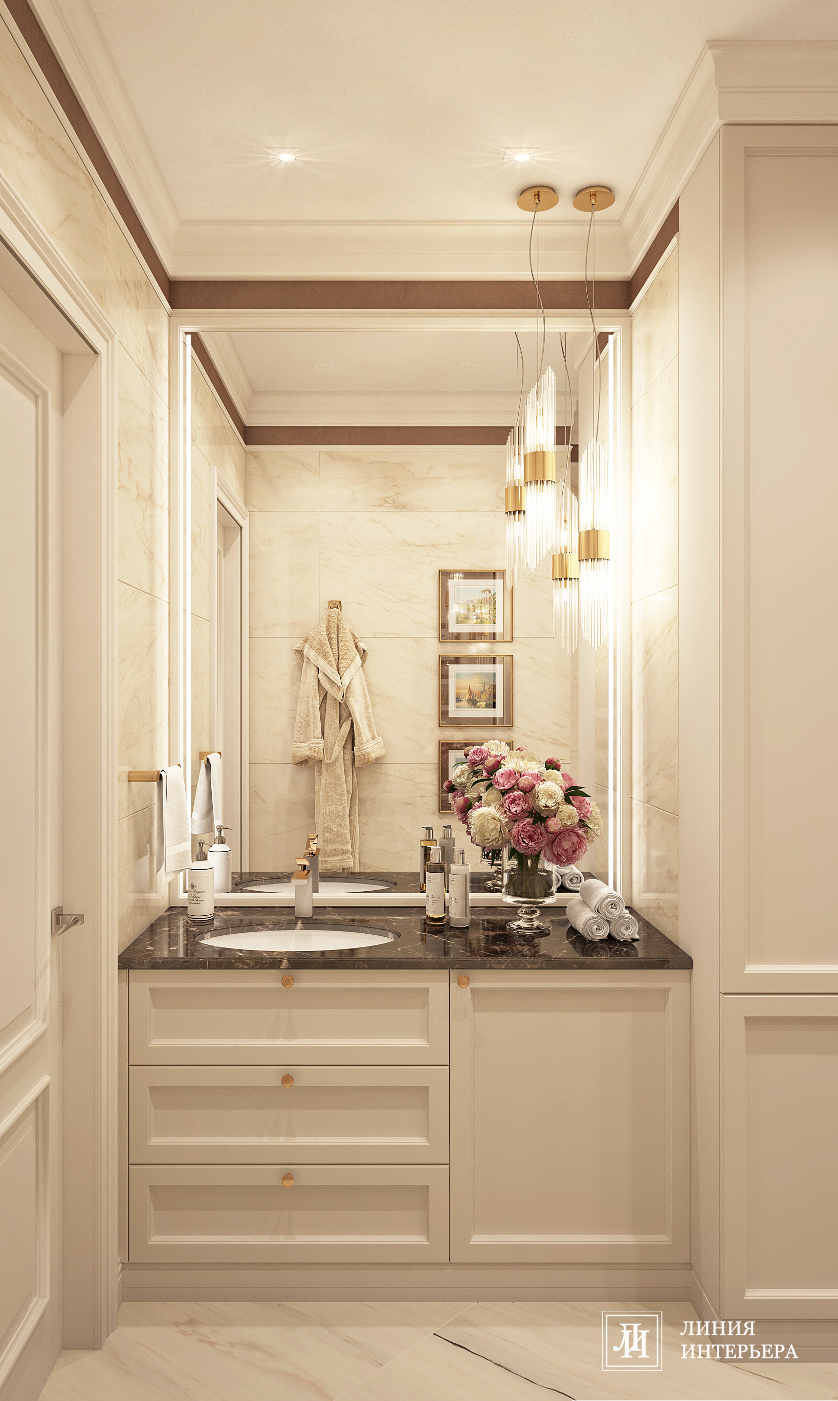 Дизайн квартиры в светлых тонах, современная классика