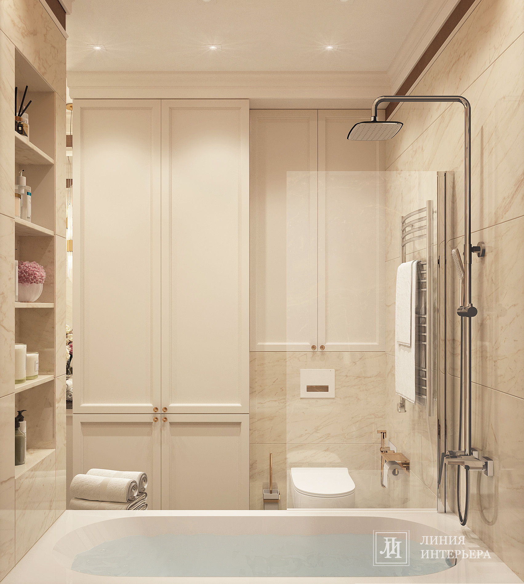 Дизайн квартиры в светлых тонах, современная классика