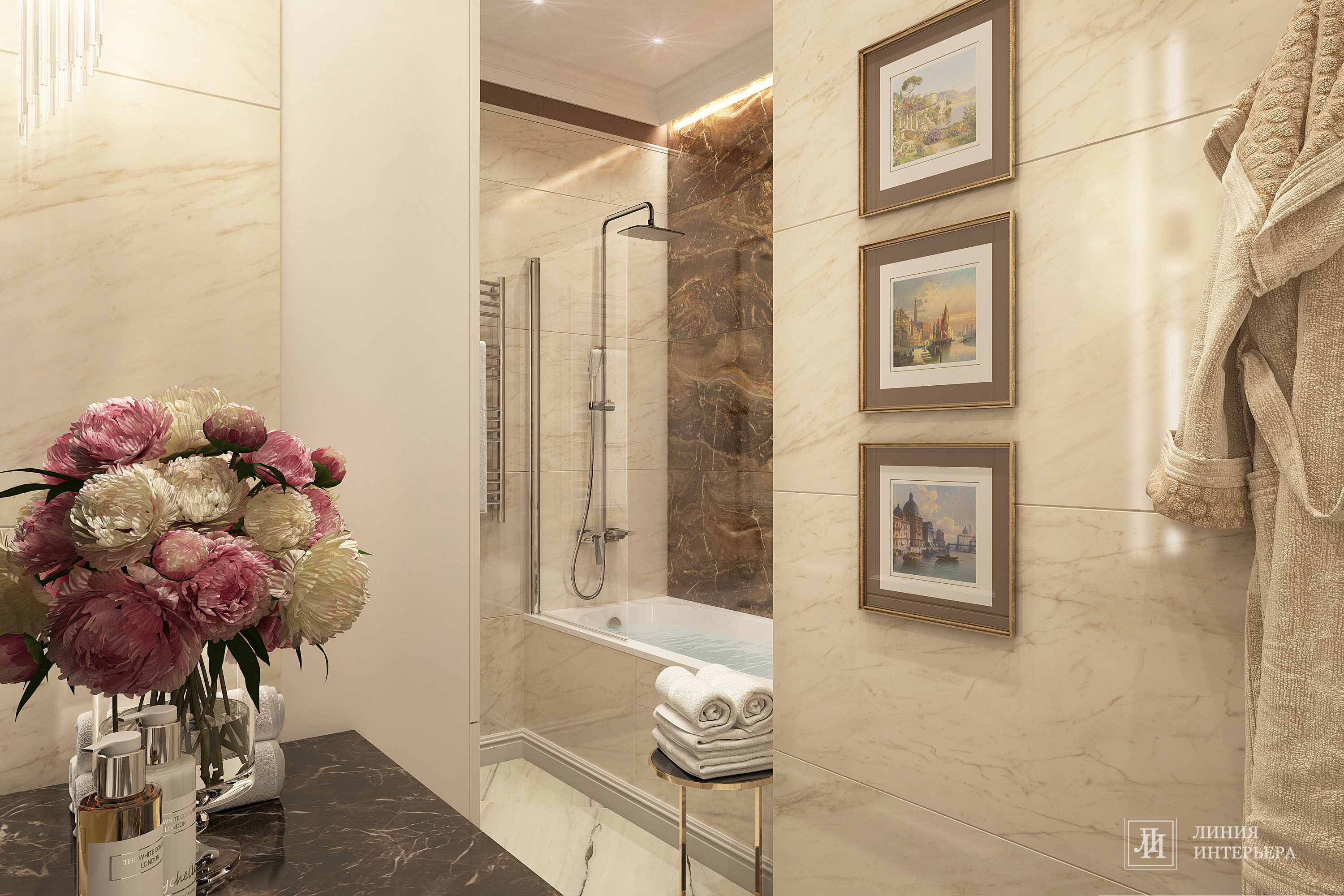 Дизайн квартиры в светлых тонах, современная классика