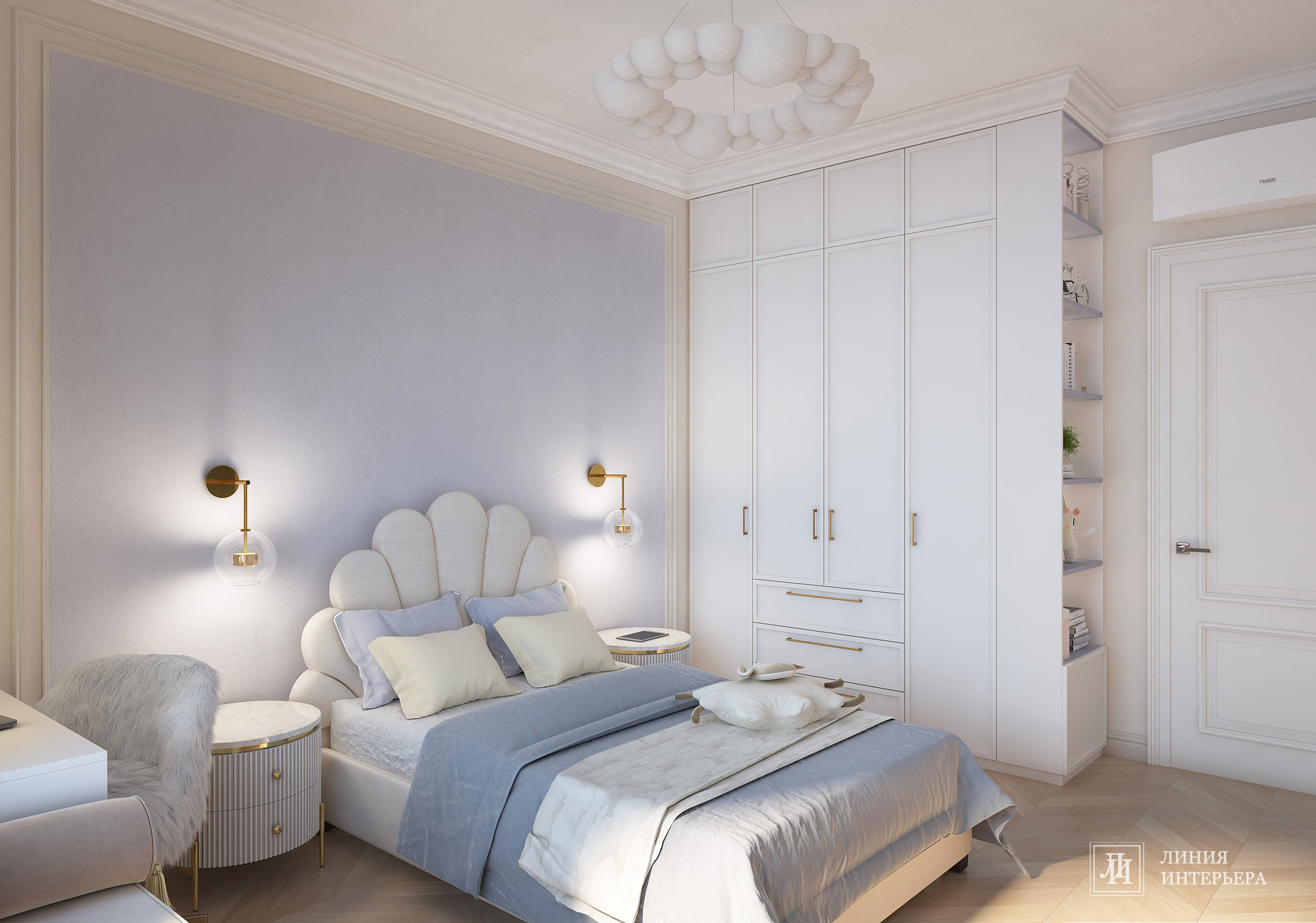 Дизайн квартиры в светлых тонах, современная классика