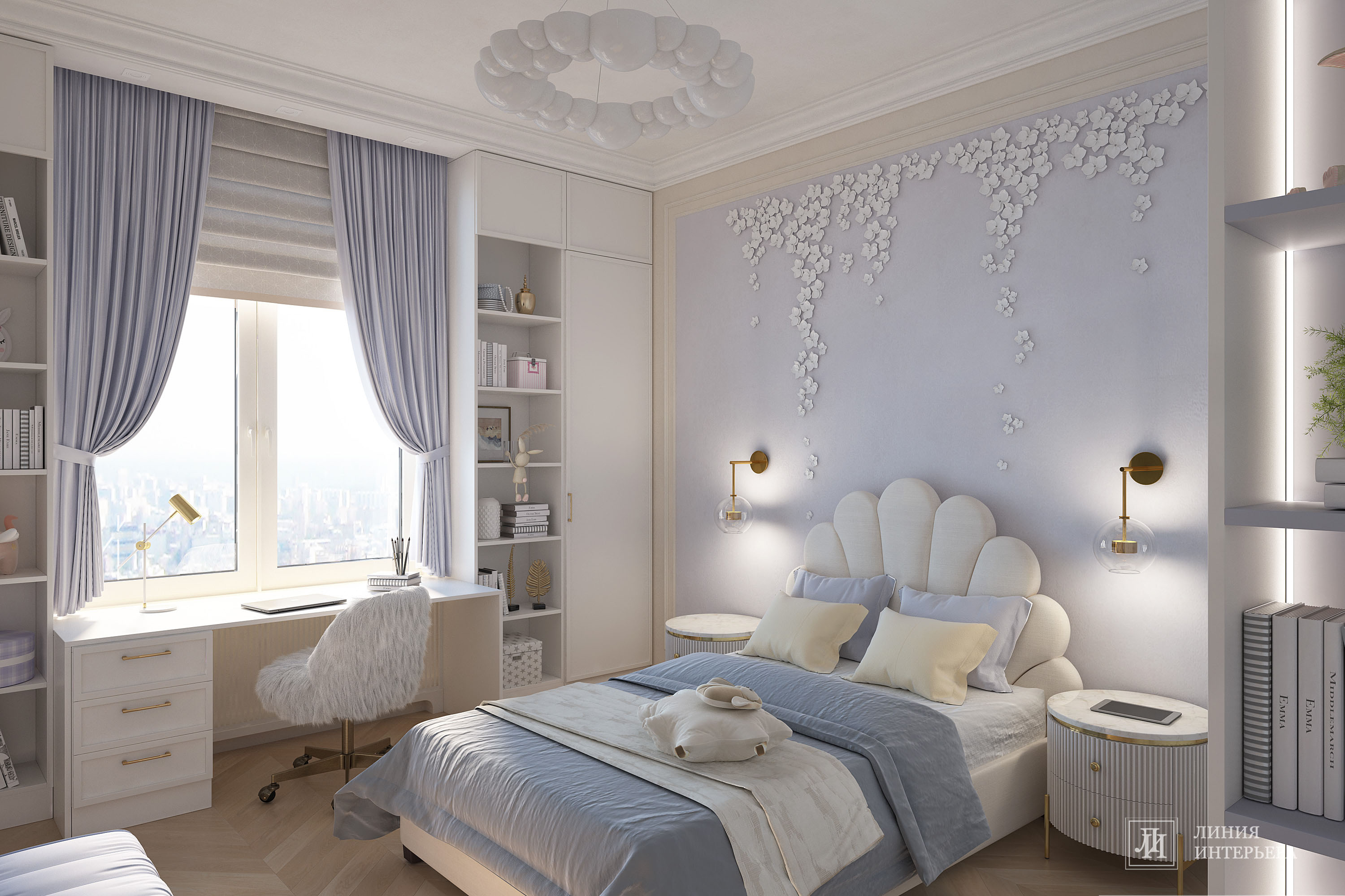 Дизайн квартиры в светлых тонах, современная классика