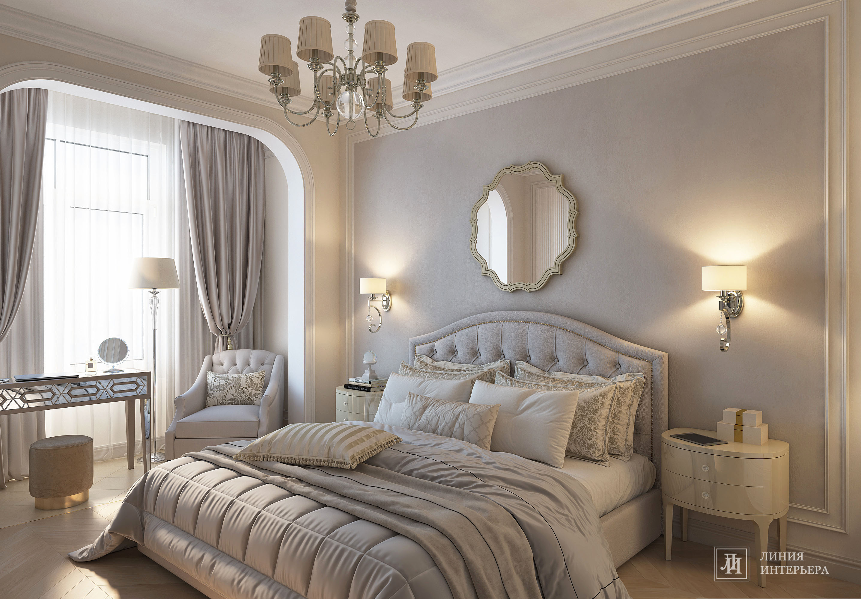Дизайн квартиры в светлых тонах, современная классика