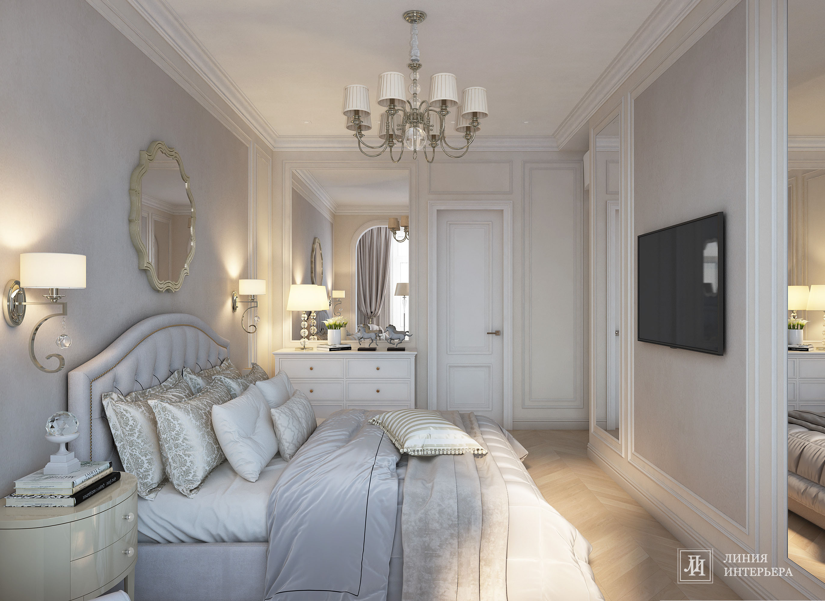 Дизайн квартиры в светлых тонах, современная классика