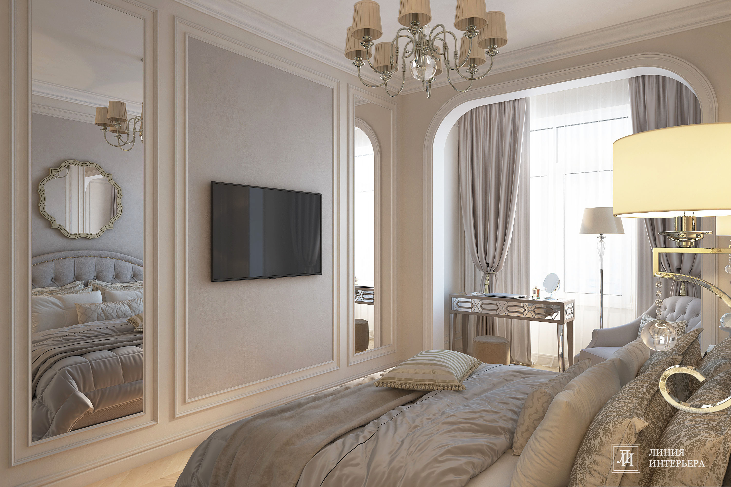 Дизайн квартиры в светлых тонах, современная классика