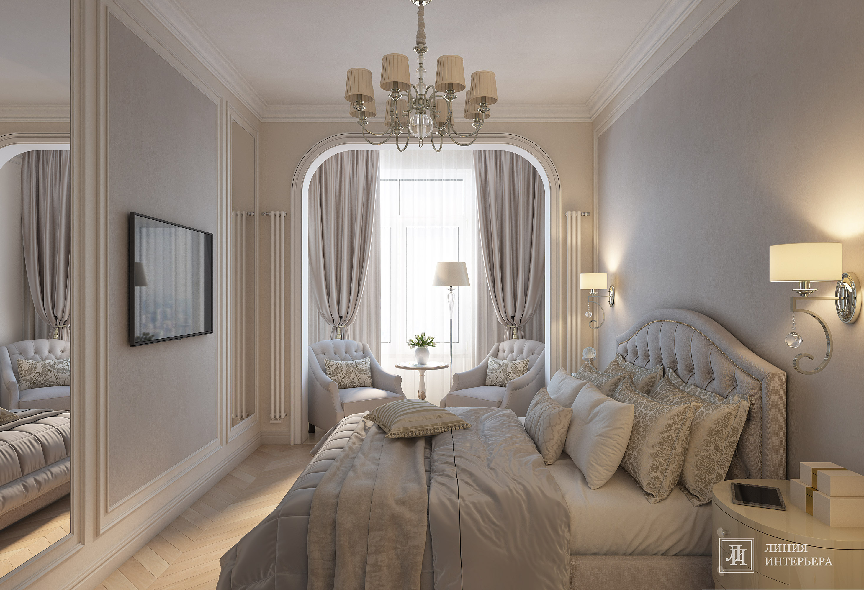 Дизайн квартиры в светлых тонах, современная классика