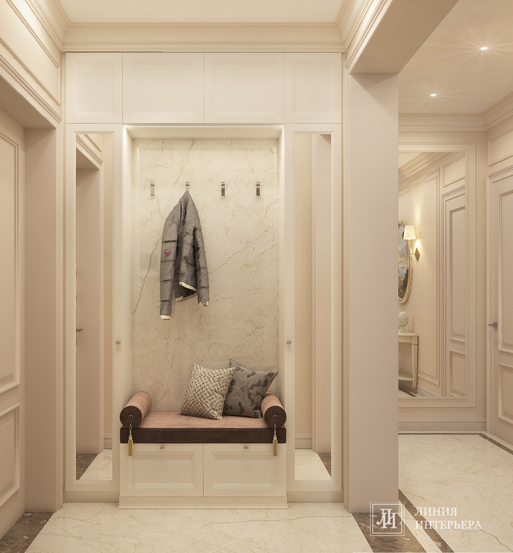 Дизайн квартиры в светлых тонах, современная классика