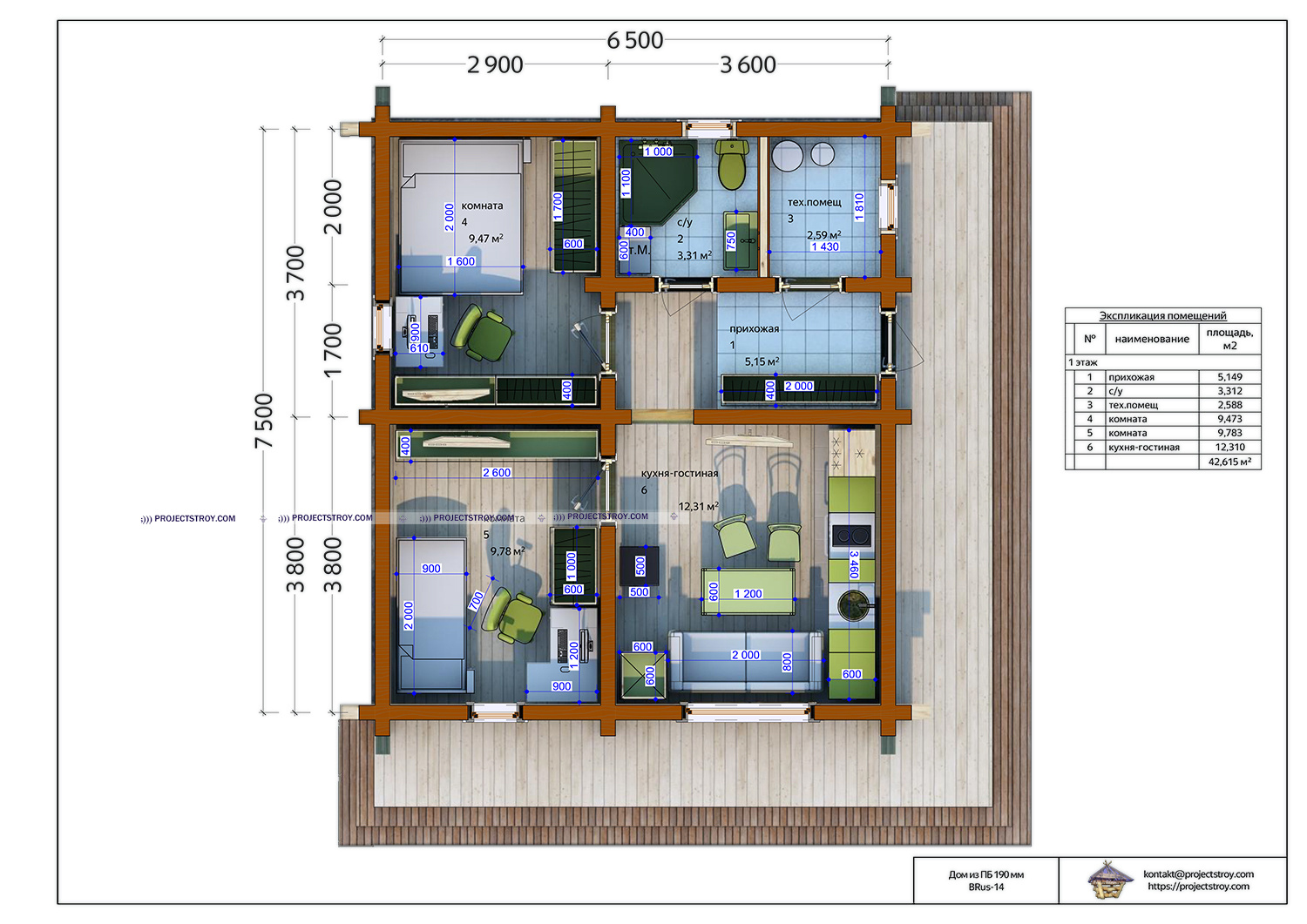 Дом из профилированного бруса одноэтажный