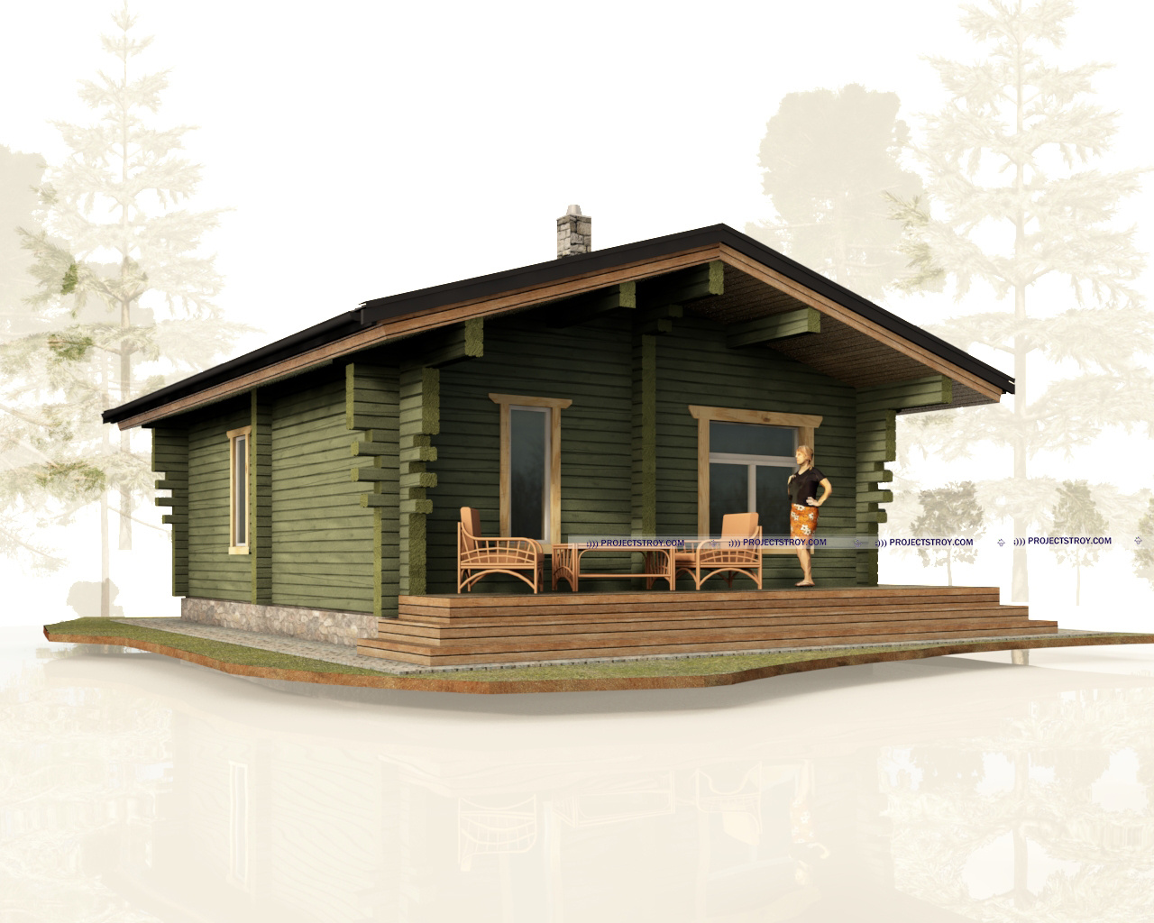 Обложка проекта: Дом из профилированного бруса одноэтажный